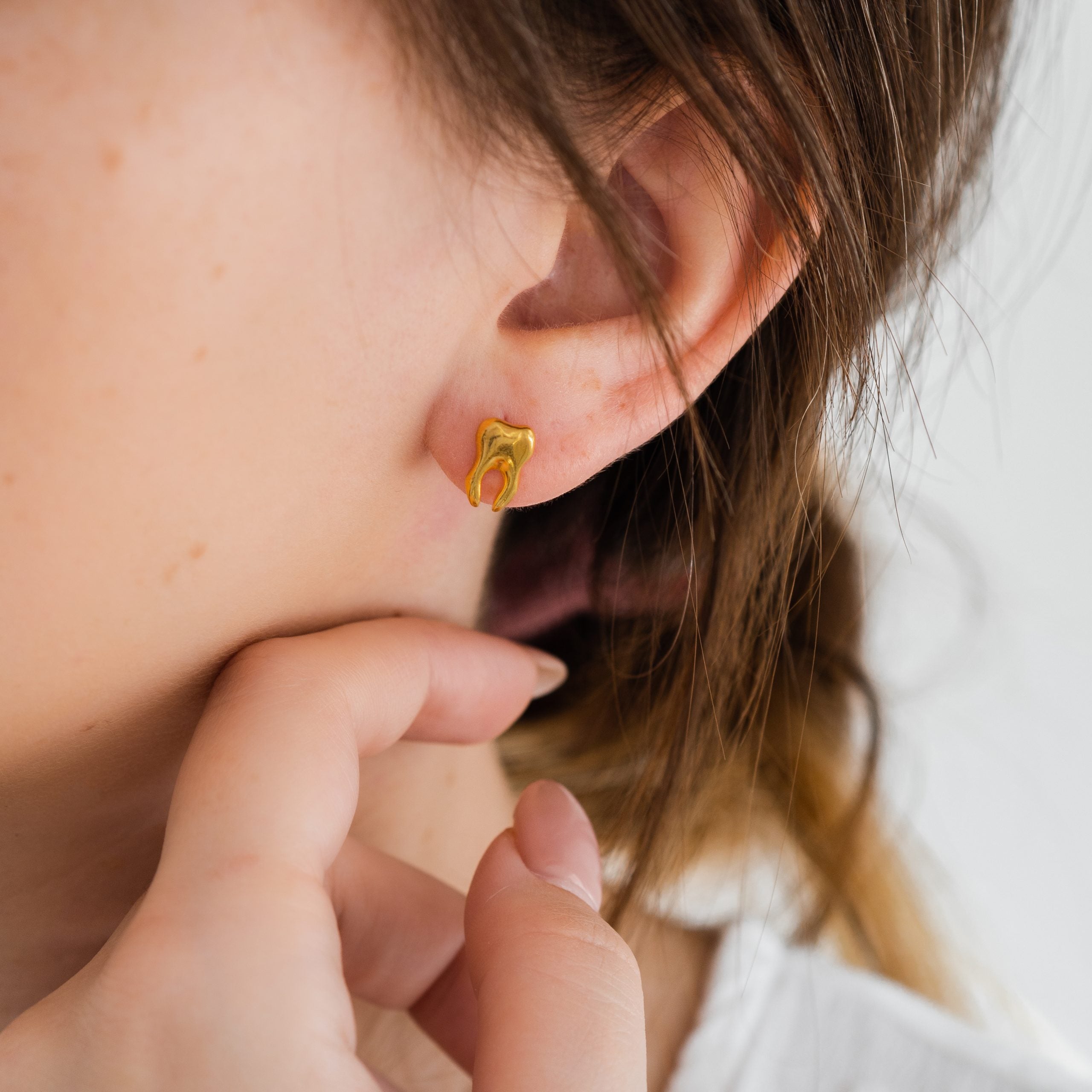 Kolczyki ząbki TOOTH srebrne pozłacane