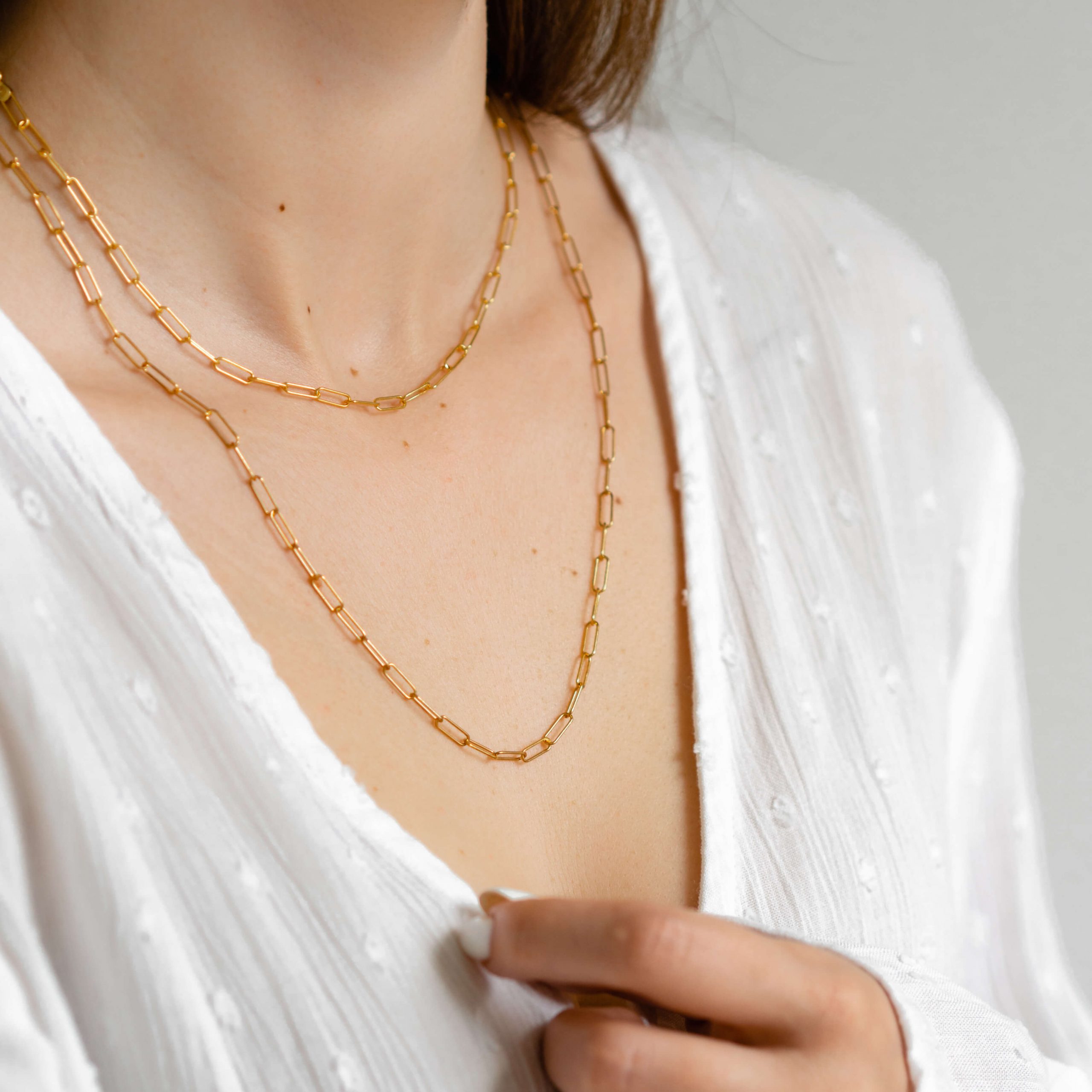 Łańcuszek KIM srebrny pozłacany - 60 cm