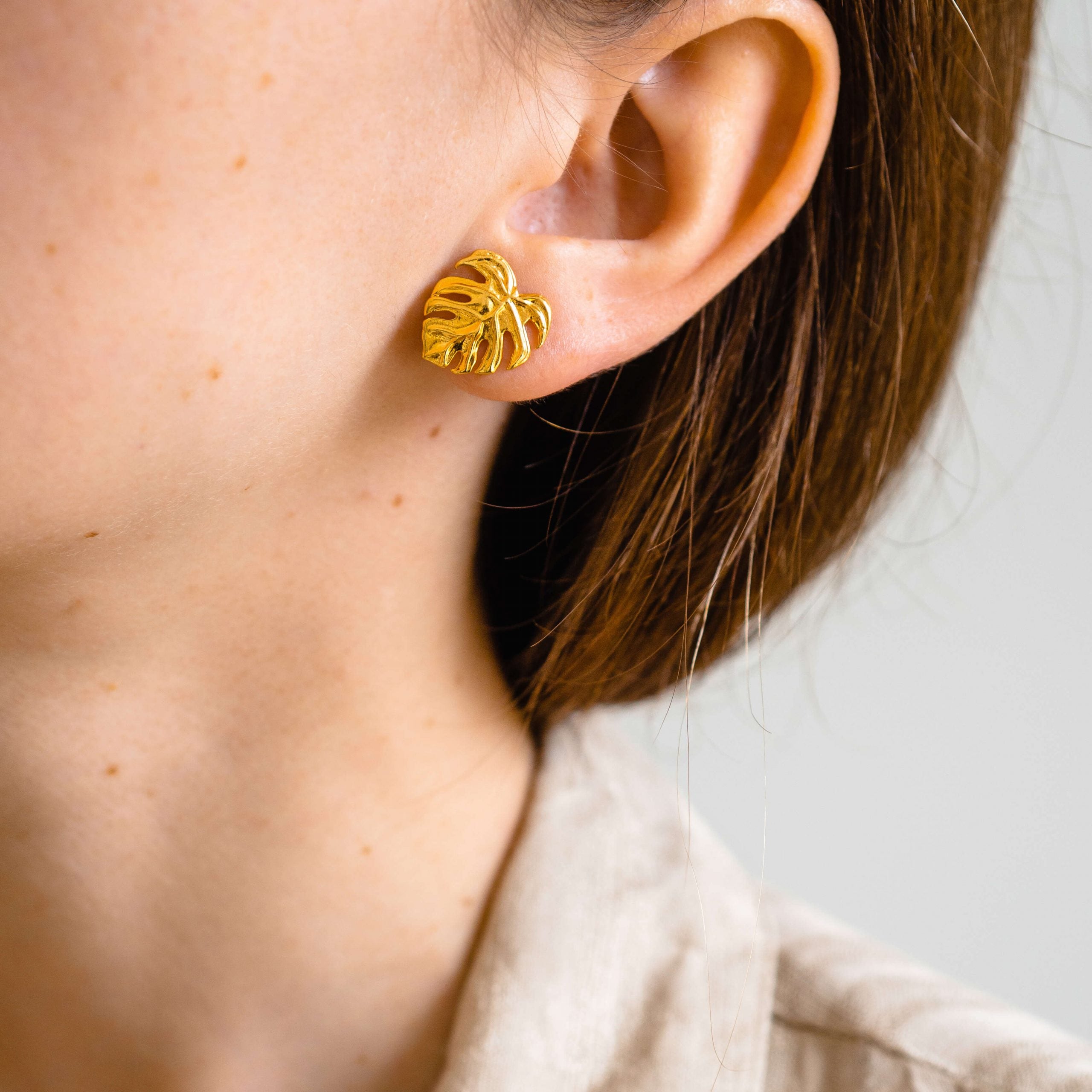 Kolczyki liście MONSTERA złote