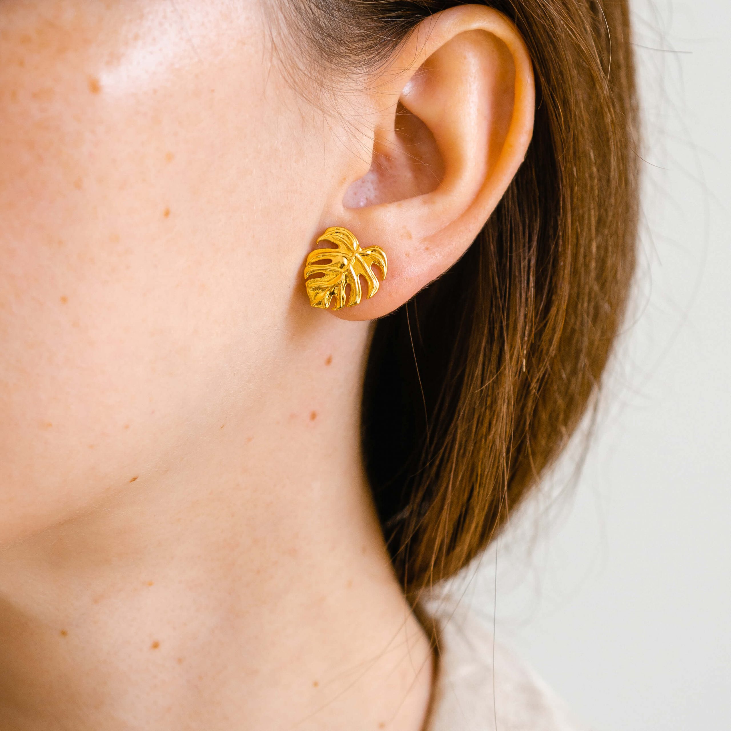 Kolczyki liście MONSTERA srebrne pozłacane