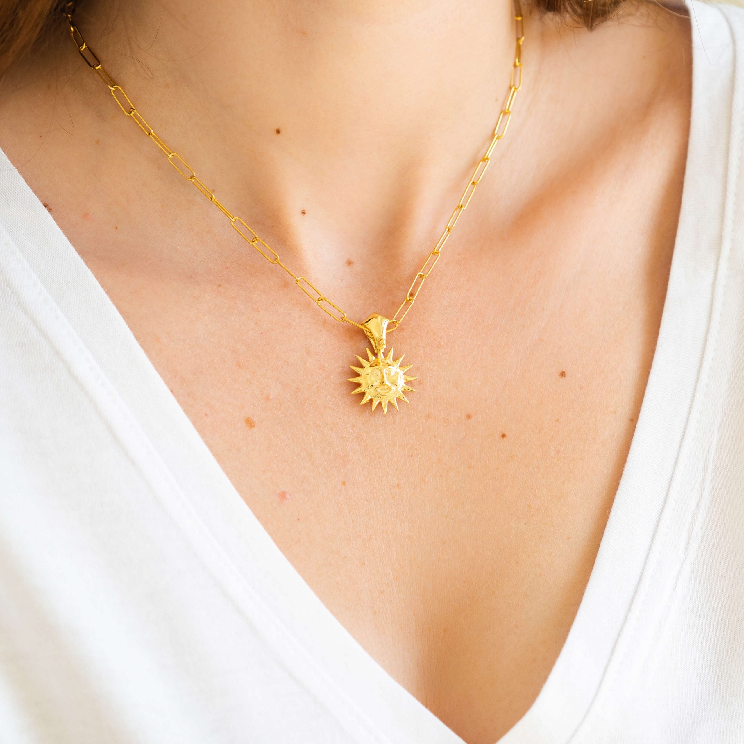 Zawieszka słońce AZTEC srebrna pozłacana