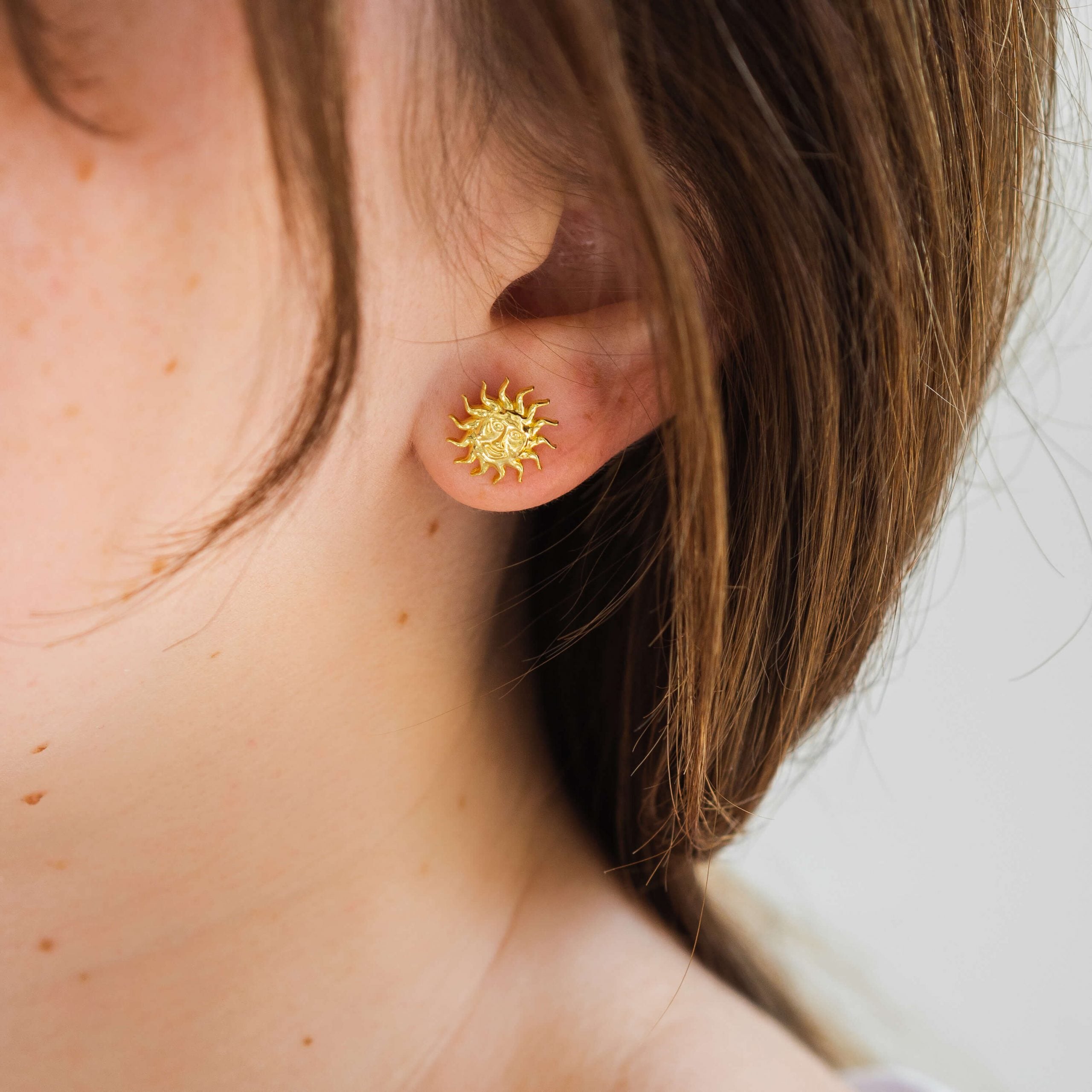 Kolczyki słońce AZTEC srebrne pozłacane