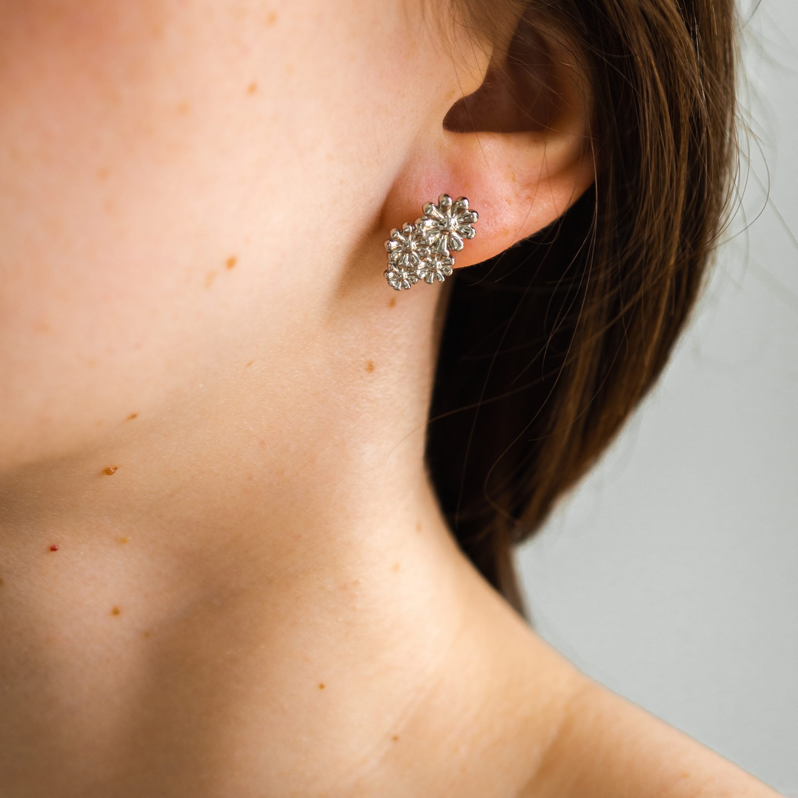 Kolczyk kwiat DAISY srebrny