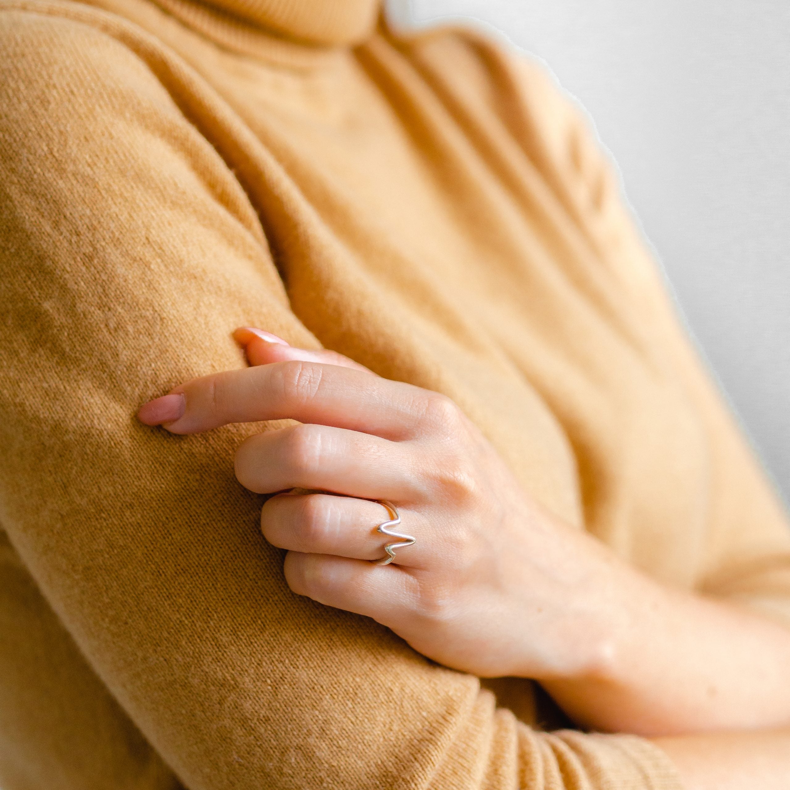 Pierścionek EKG srebrny