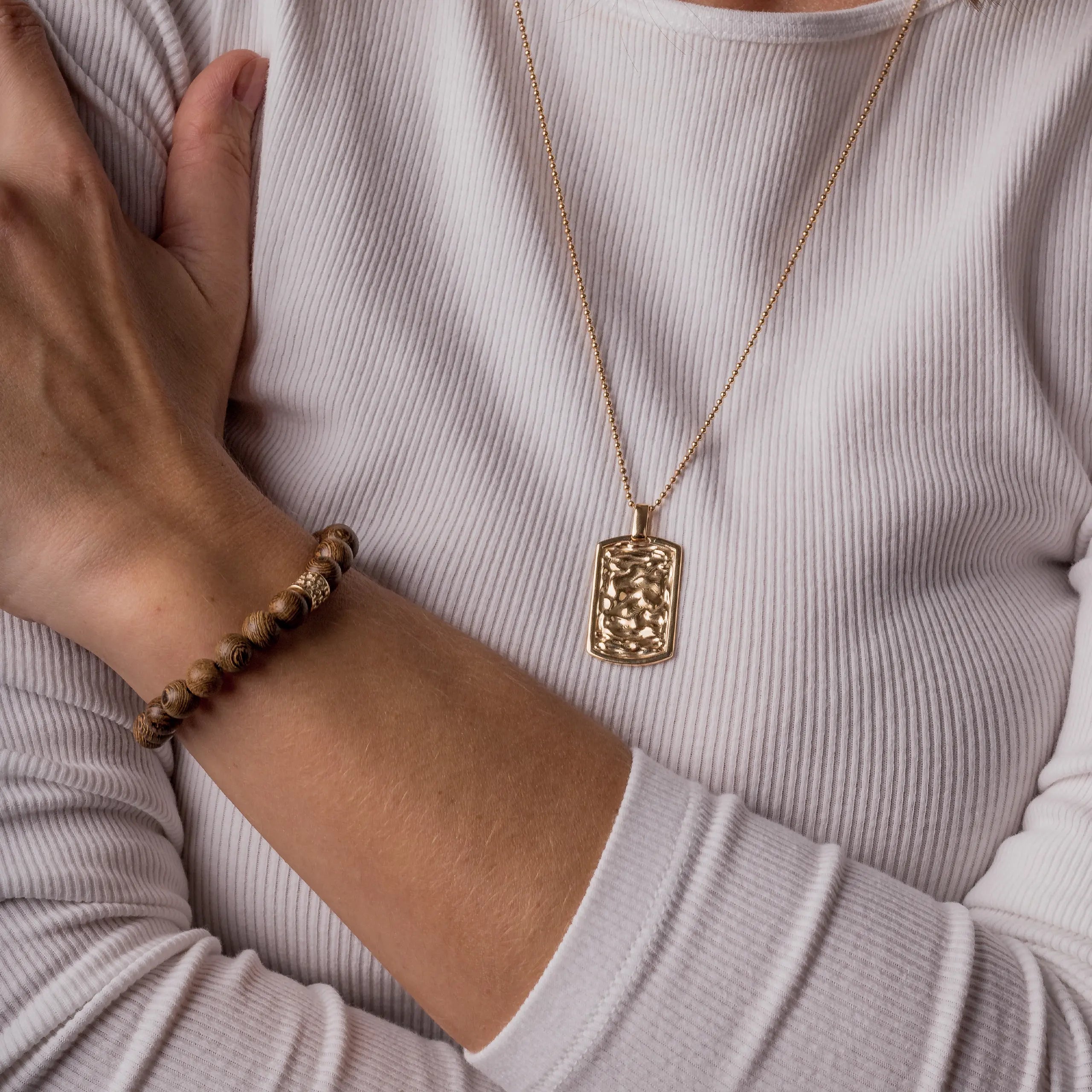 Bransoletka z drewna wenge ALEX - UNISEX srebrna pozłacana