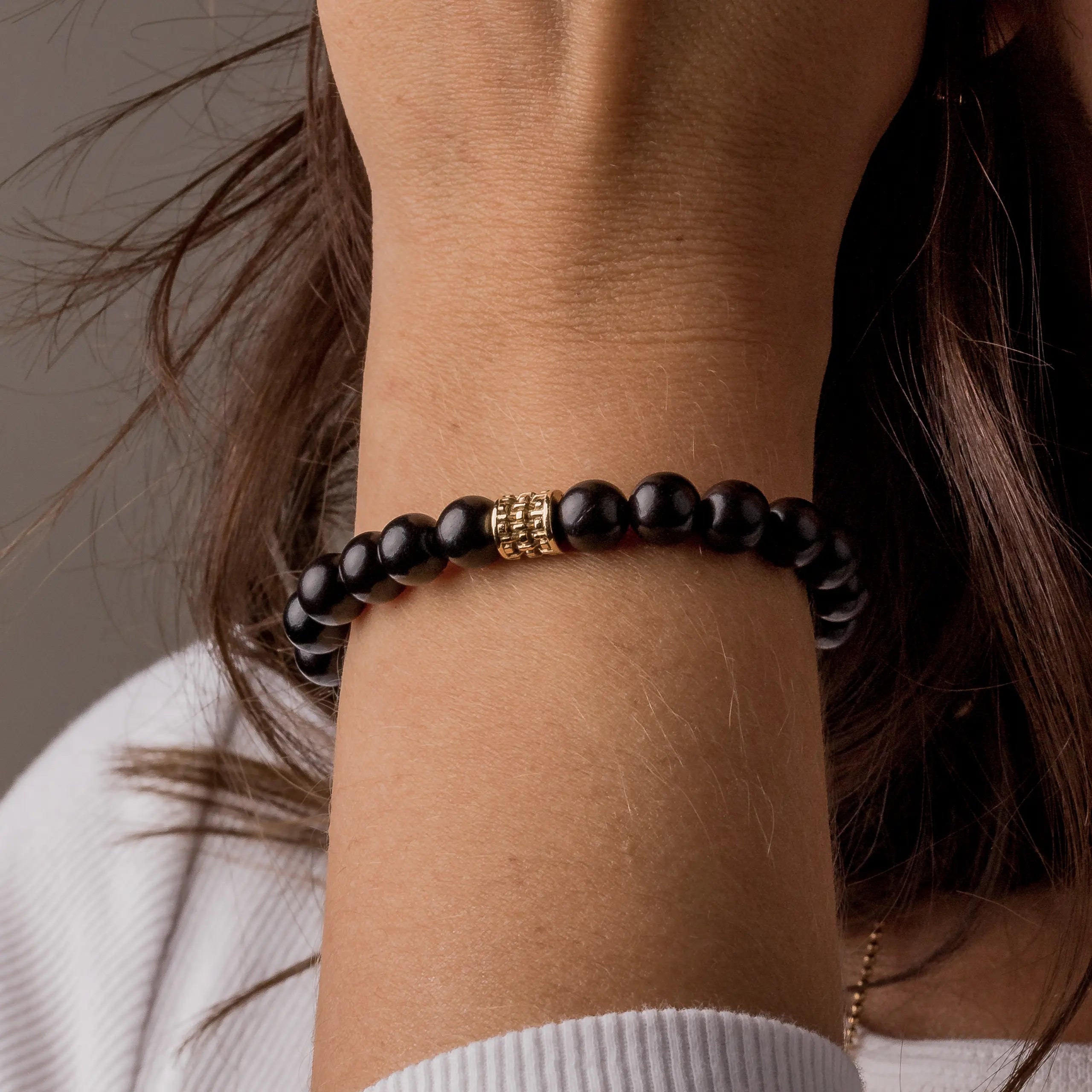 Bransoletka z drewna sandałowego ALEX - UNISEX srebrna pozłacana