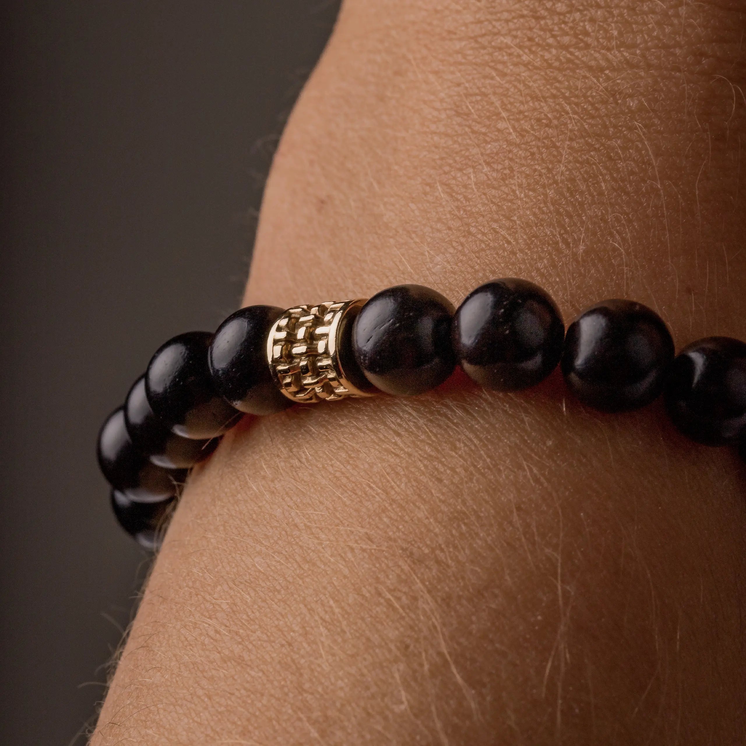 Bransoletka z drewna sandałowego ALEX - UNISEX srebrna pozłacana