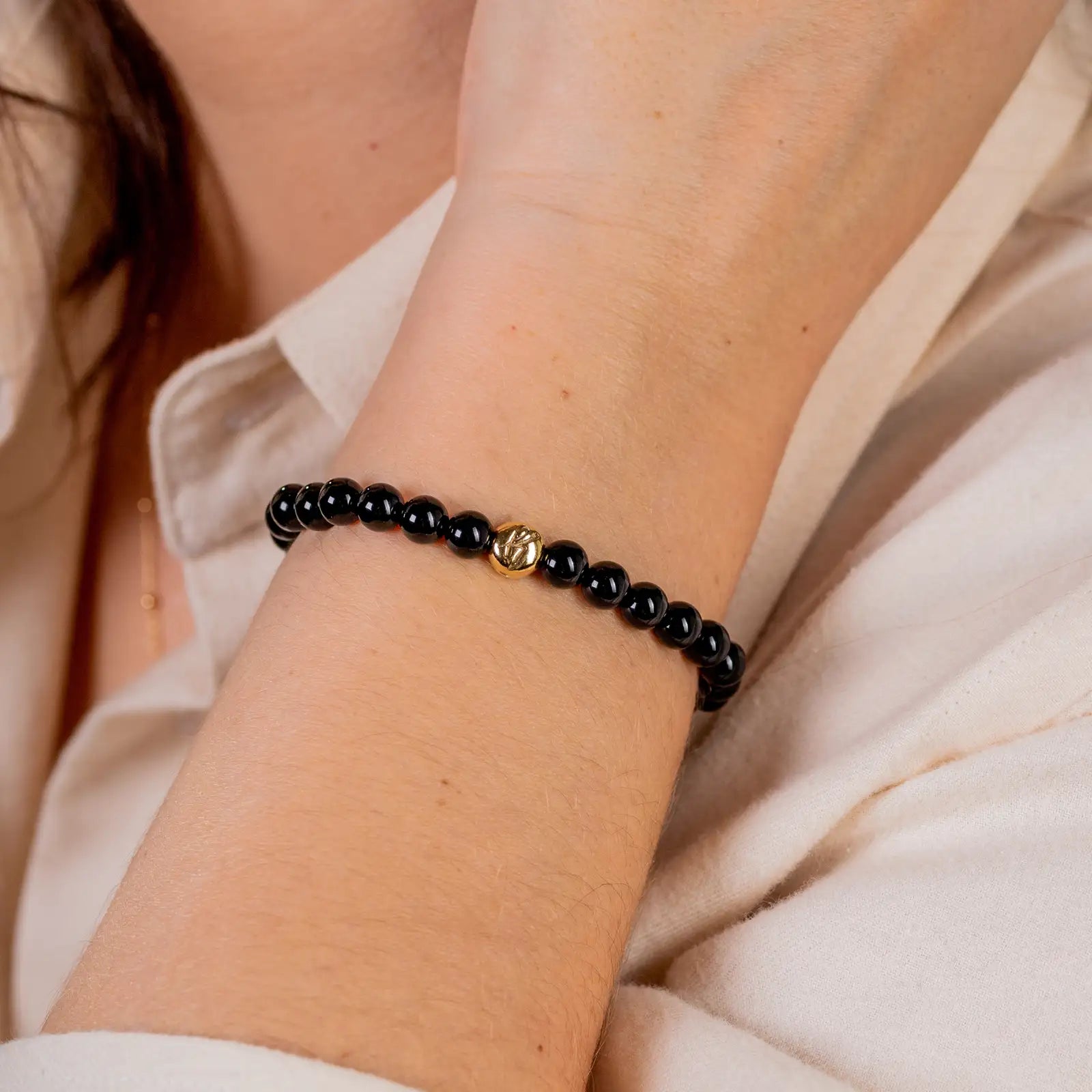 Bransoletka AURORA BLACK srebrna pozłacana