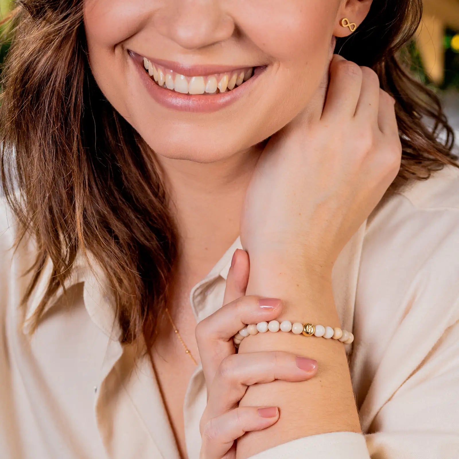 Bransoletka AURORA WHITE srebrna pozłacana