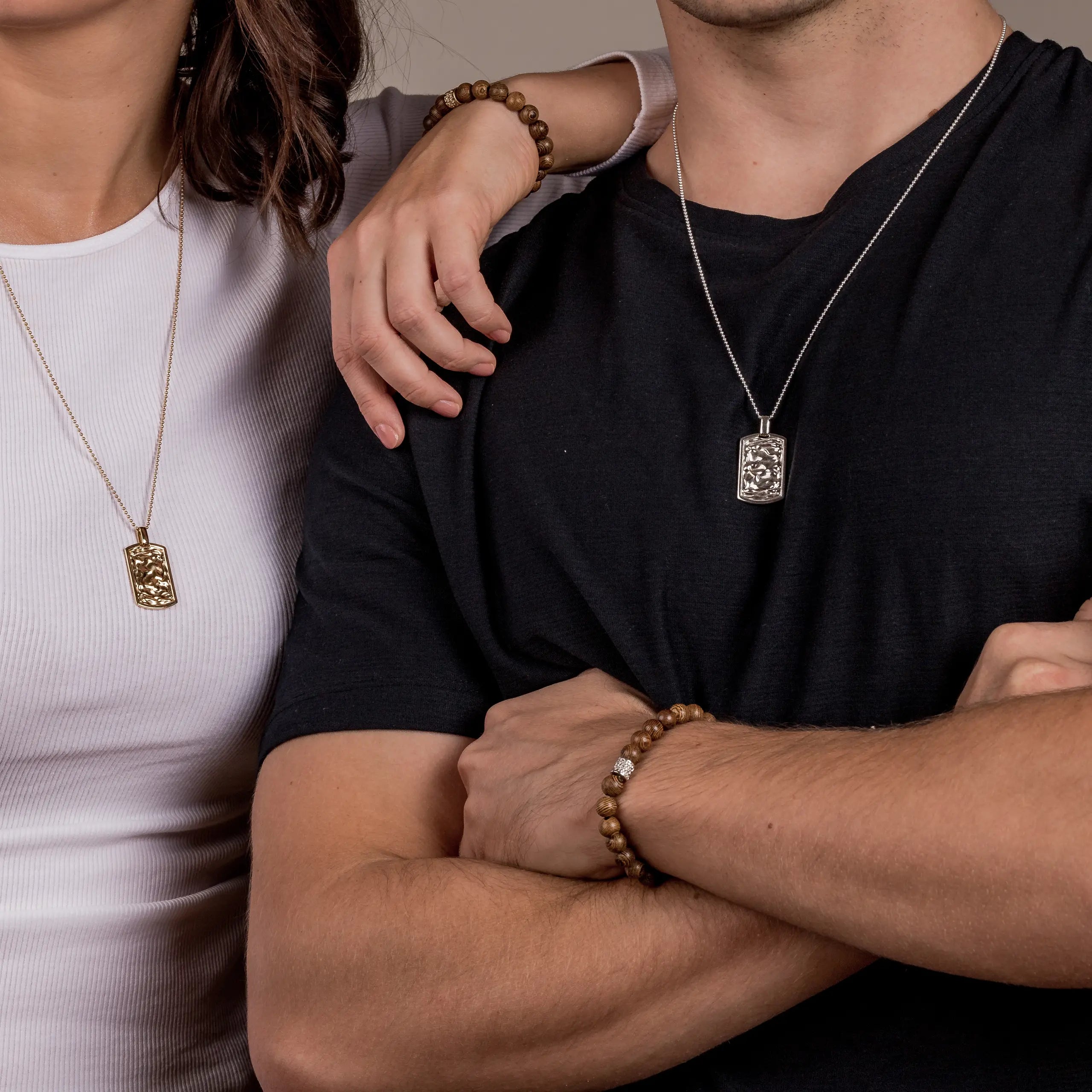 Bransoletka z drewna wenge ALEX - UNISEX srebrna