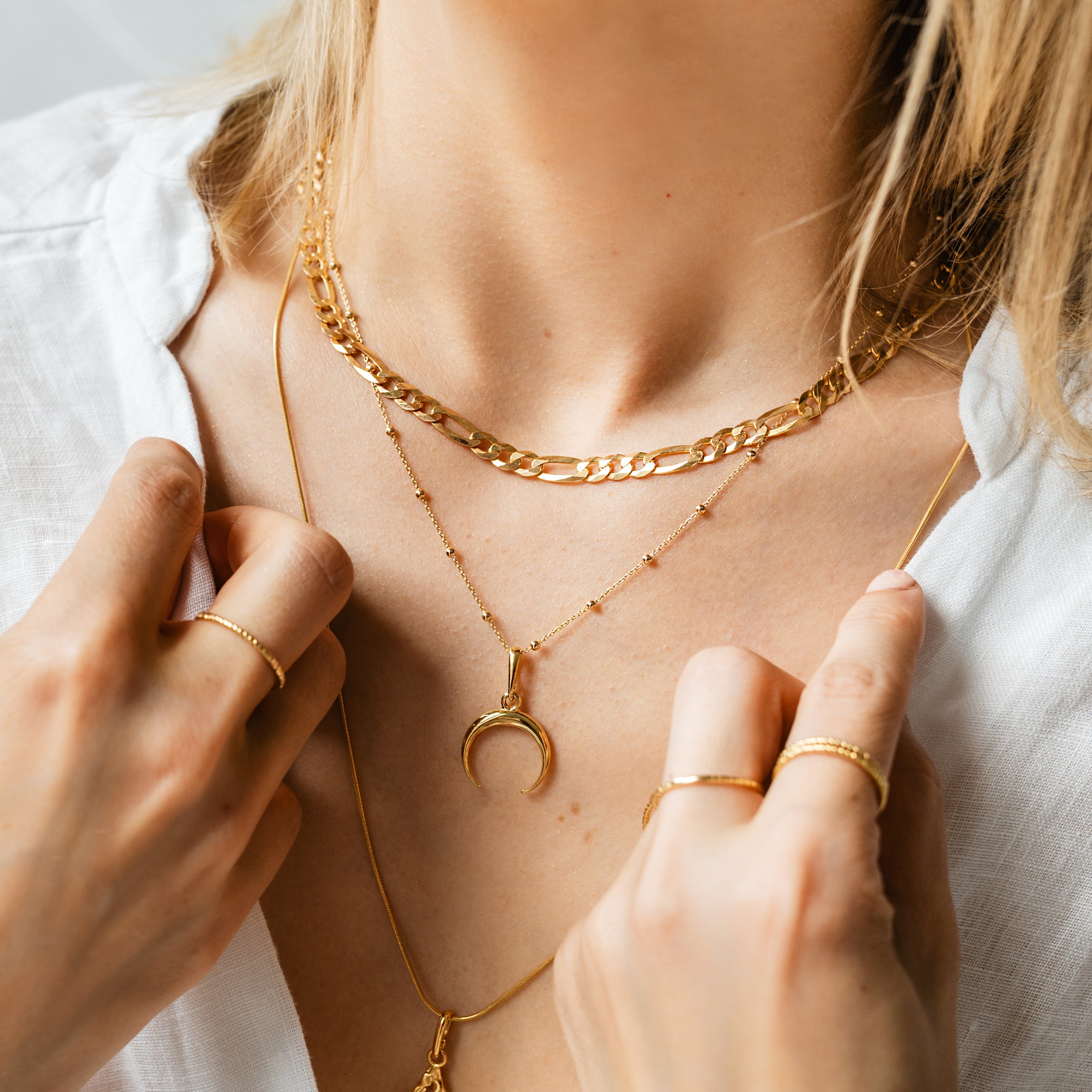 Łańcuszek CLAIRE srebrny pozłacany - 45 cm