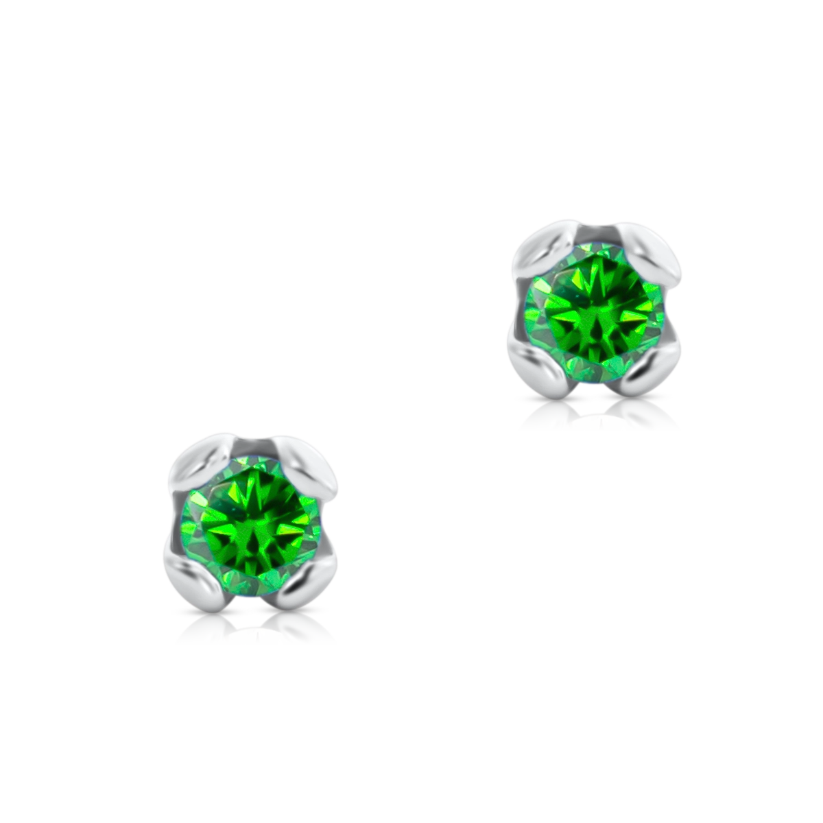 Kolczyki COLORS srebrne - zielony kamień