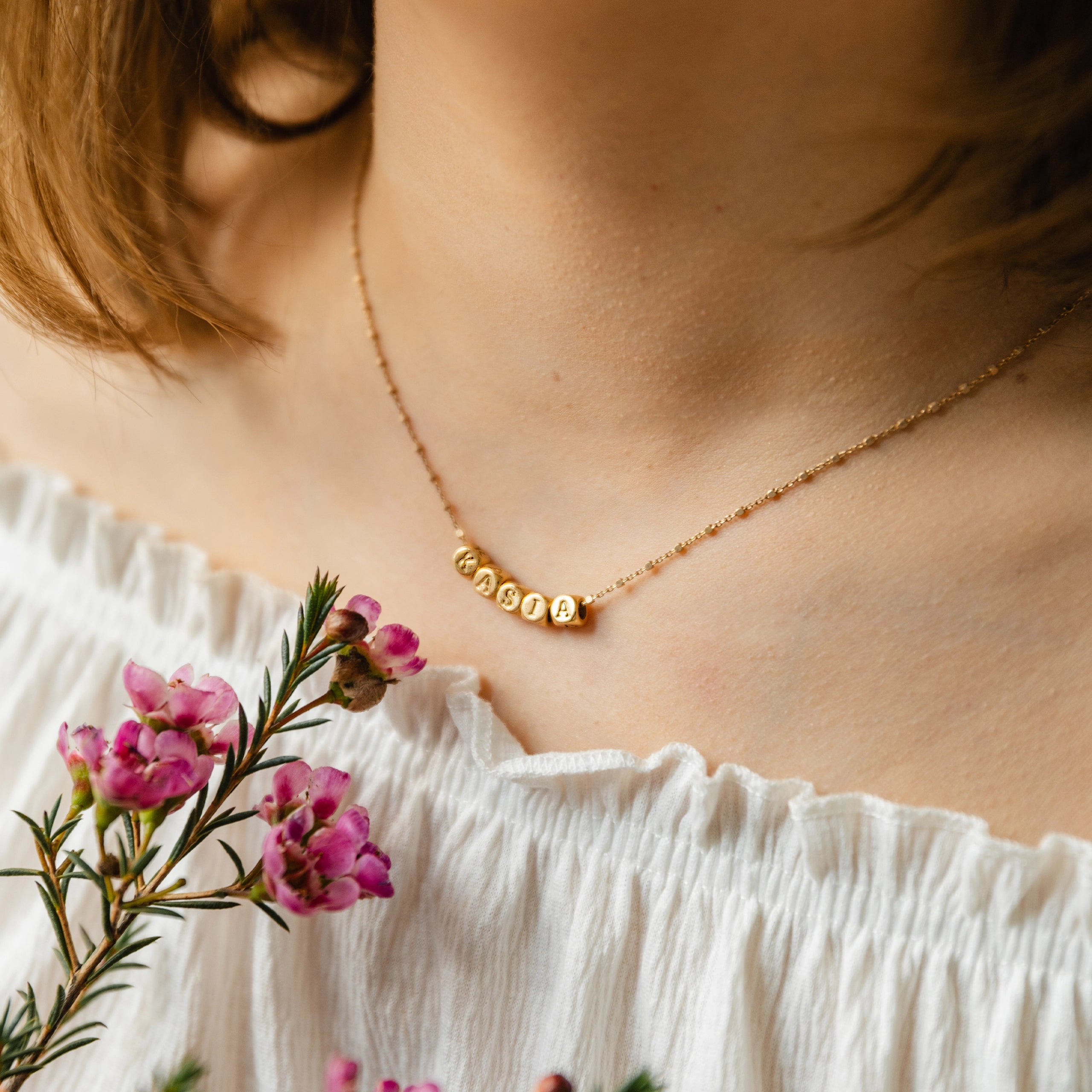 Zawieszka kostka literka CUBES srebrna pozłacana - litera H