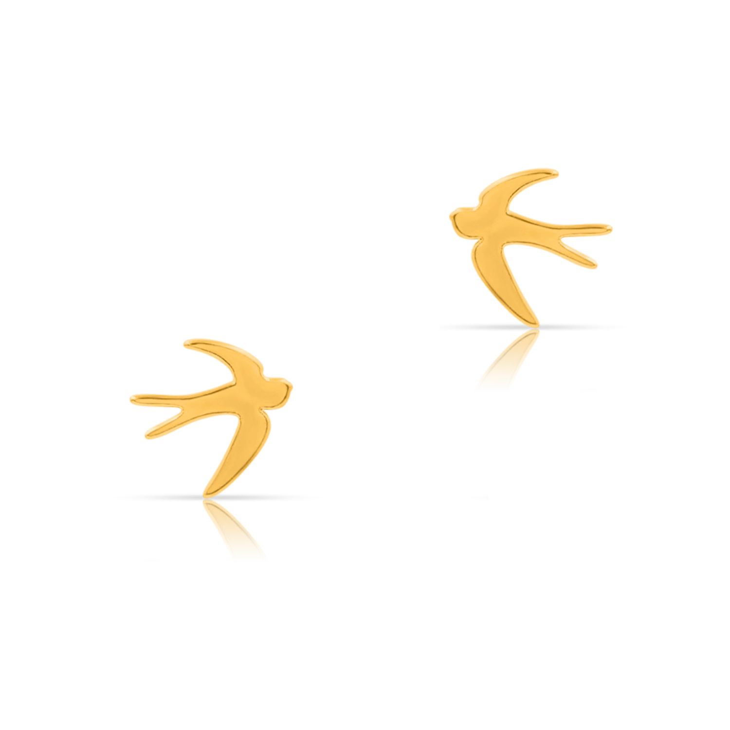 Kolczyki jaskółki BIRD srebrne pozłacane