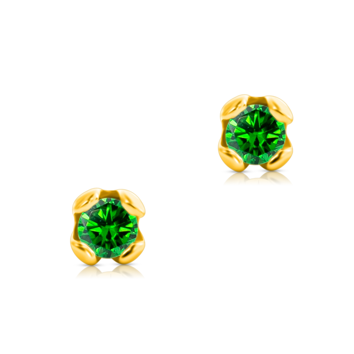 Kolczyki COLORS srebrne pozłacane - zielony kamień