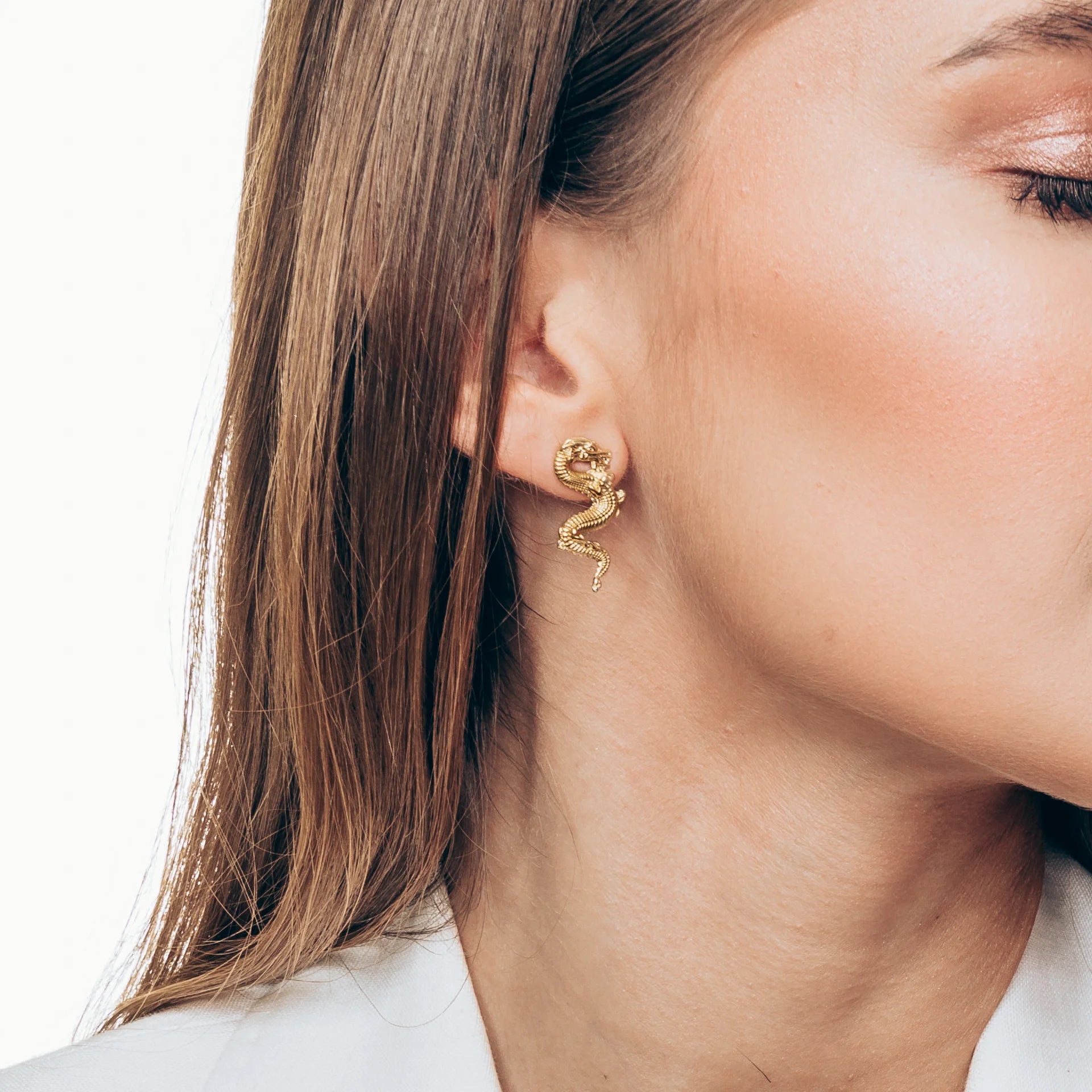 Kolczyki DRAGON srebrne pozłacane