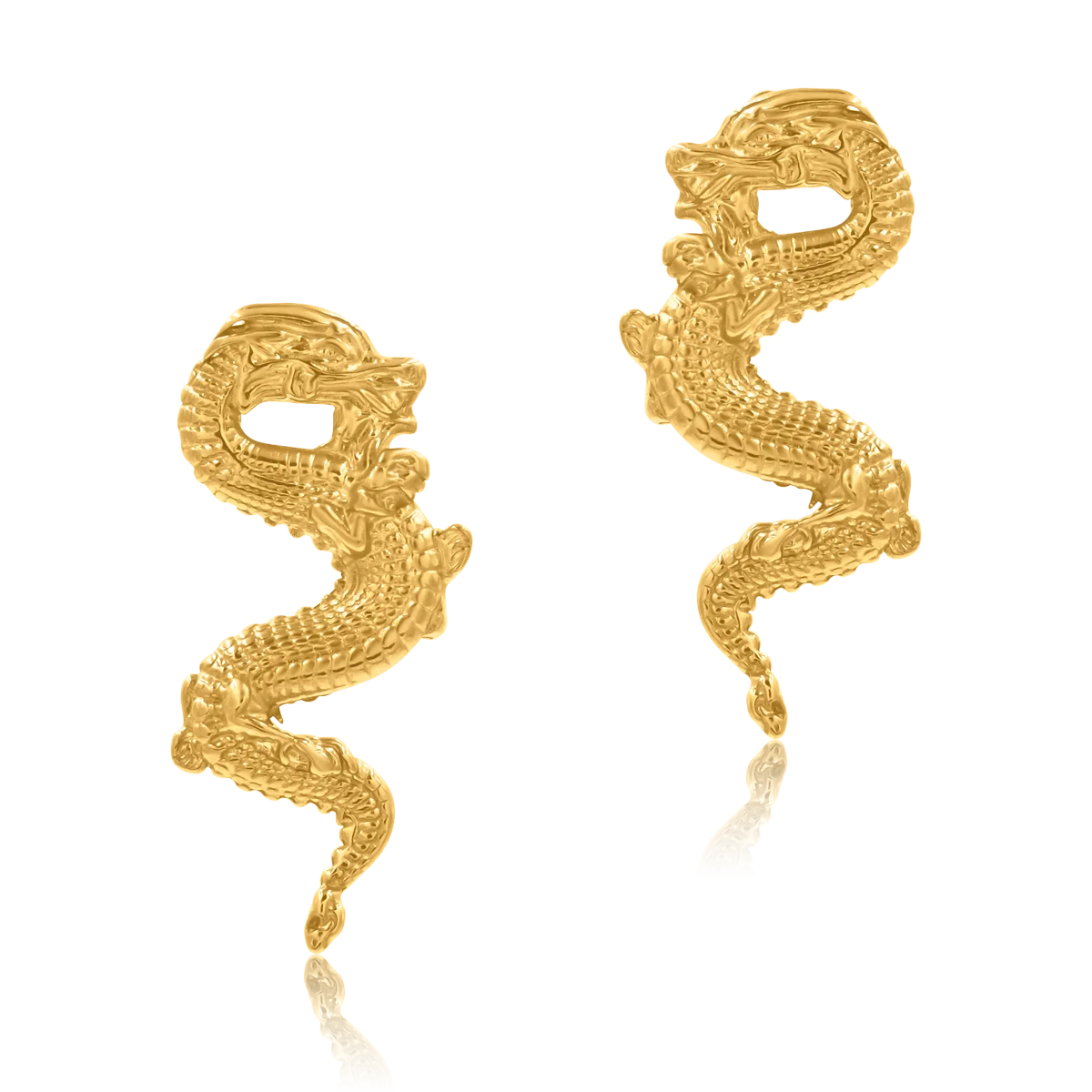 Kolczyki DRAGON srebrne pozłacane