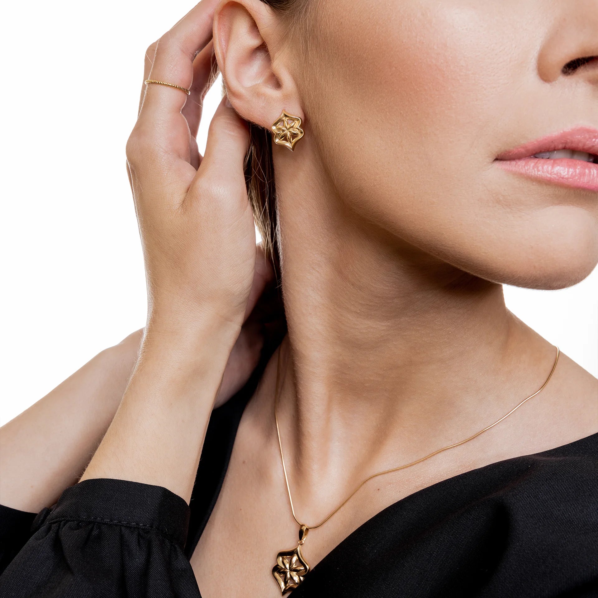 Kolczyki FLOWER srebrne pozłacane