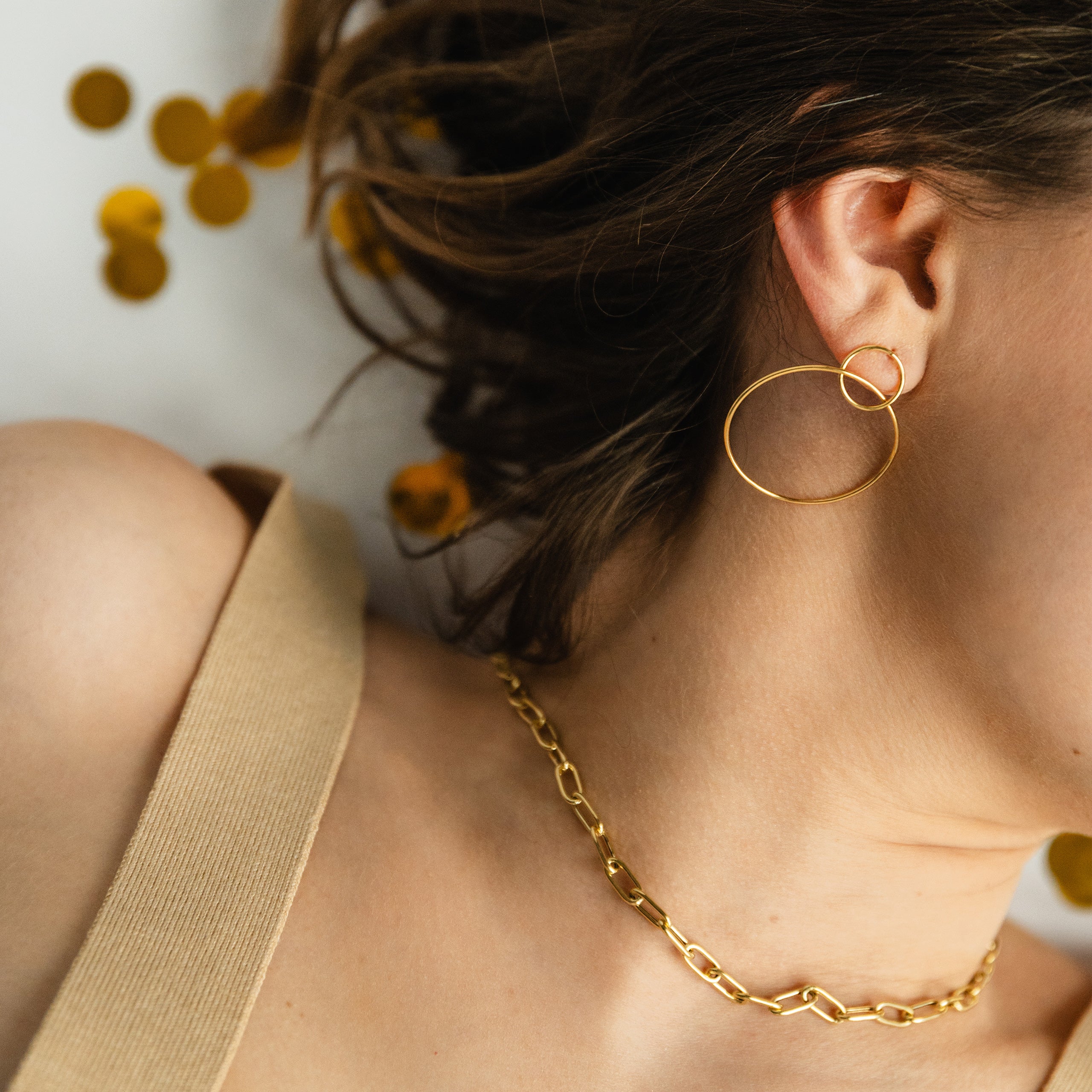 Kolczyki koła PARTY srebrne pozłacane