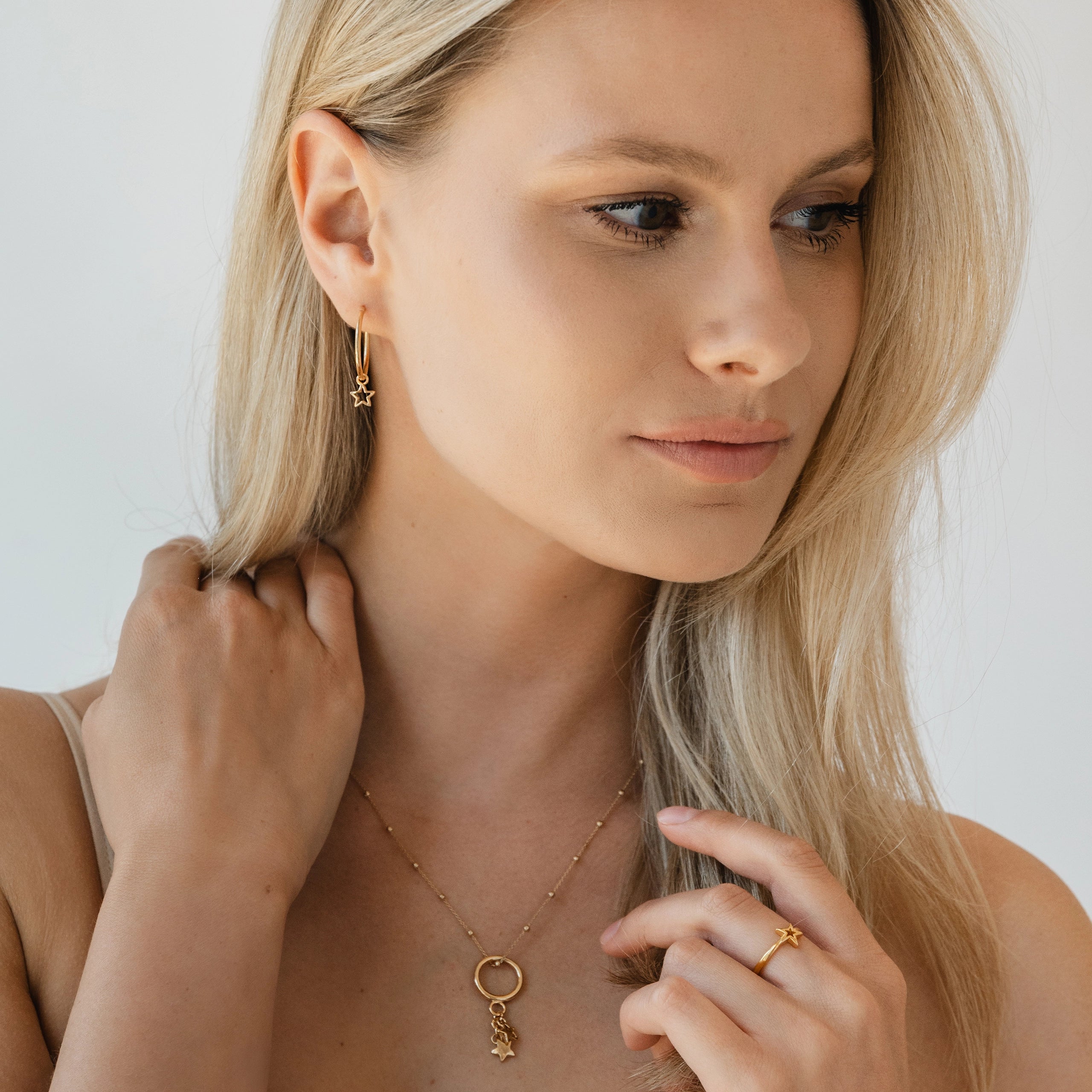 Kolczyki gwiazdki STELLA srebrne pozłacane