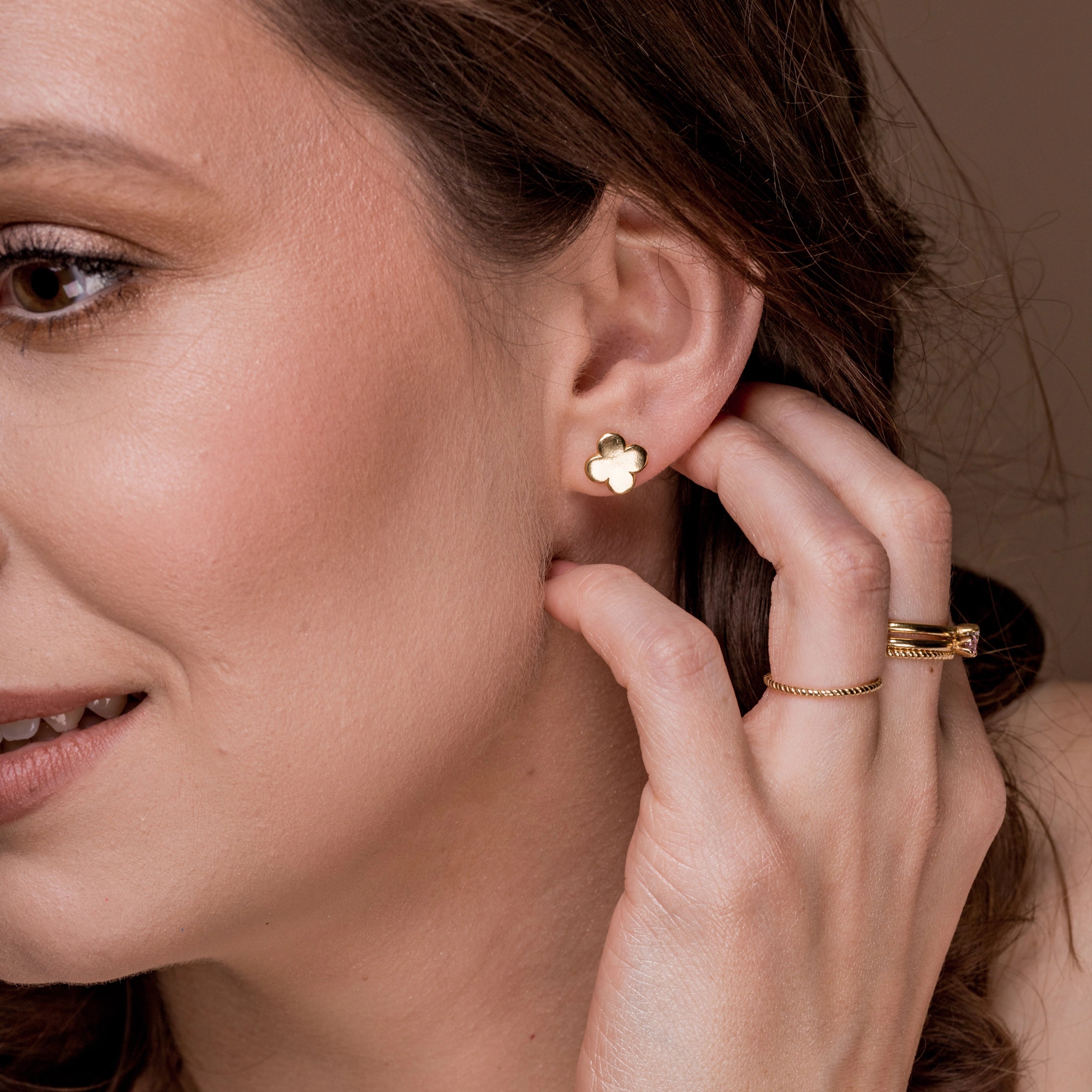 Kolczyki koniczyny LYA srebrne pozłacane