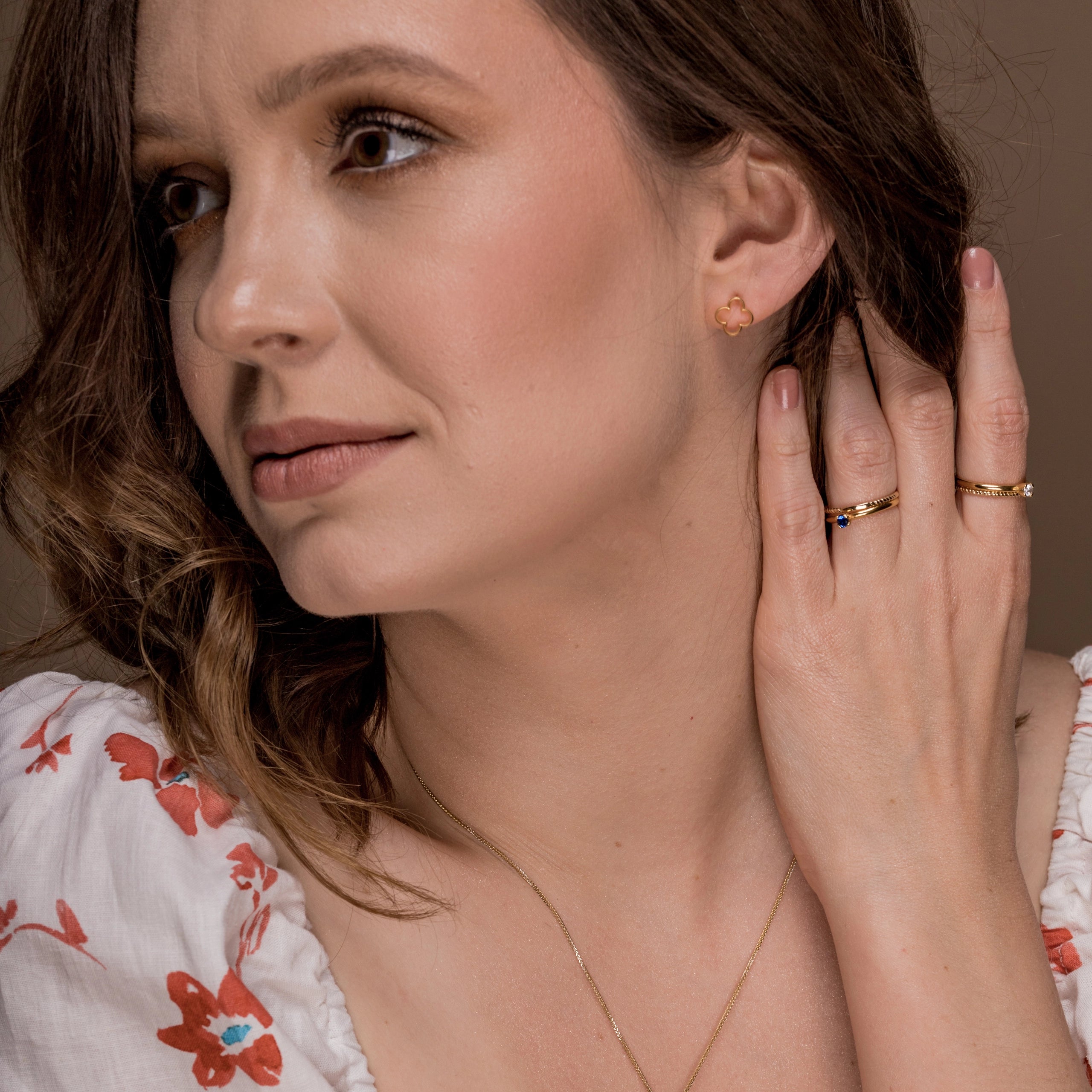 Kolczyki koniczyny LILY srebrne pozłacane