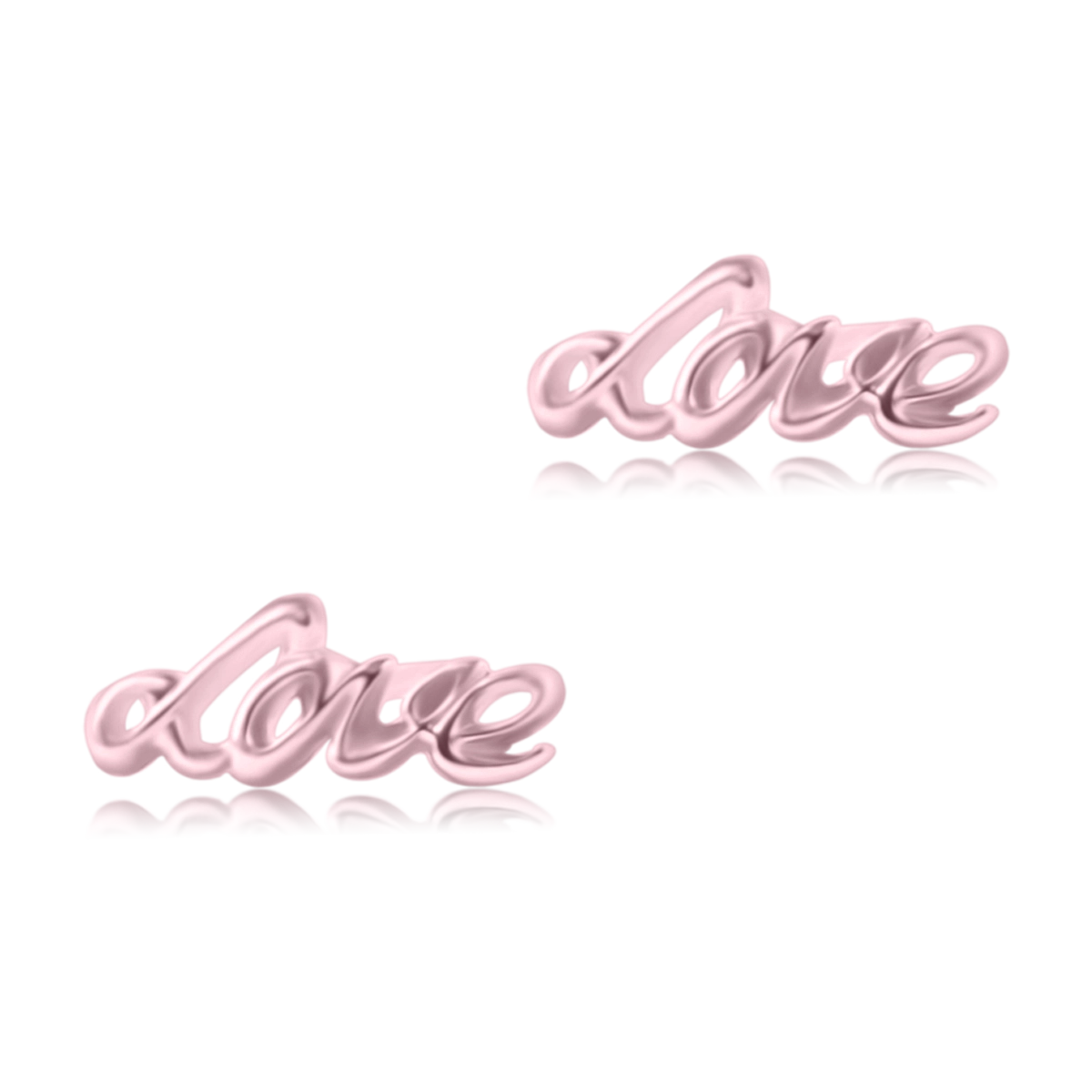 Kolczyki LOVE srebrne pozłacane na różowo