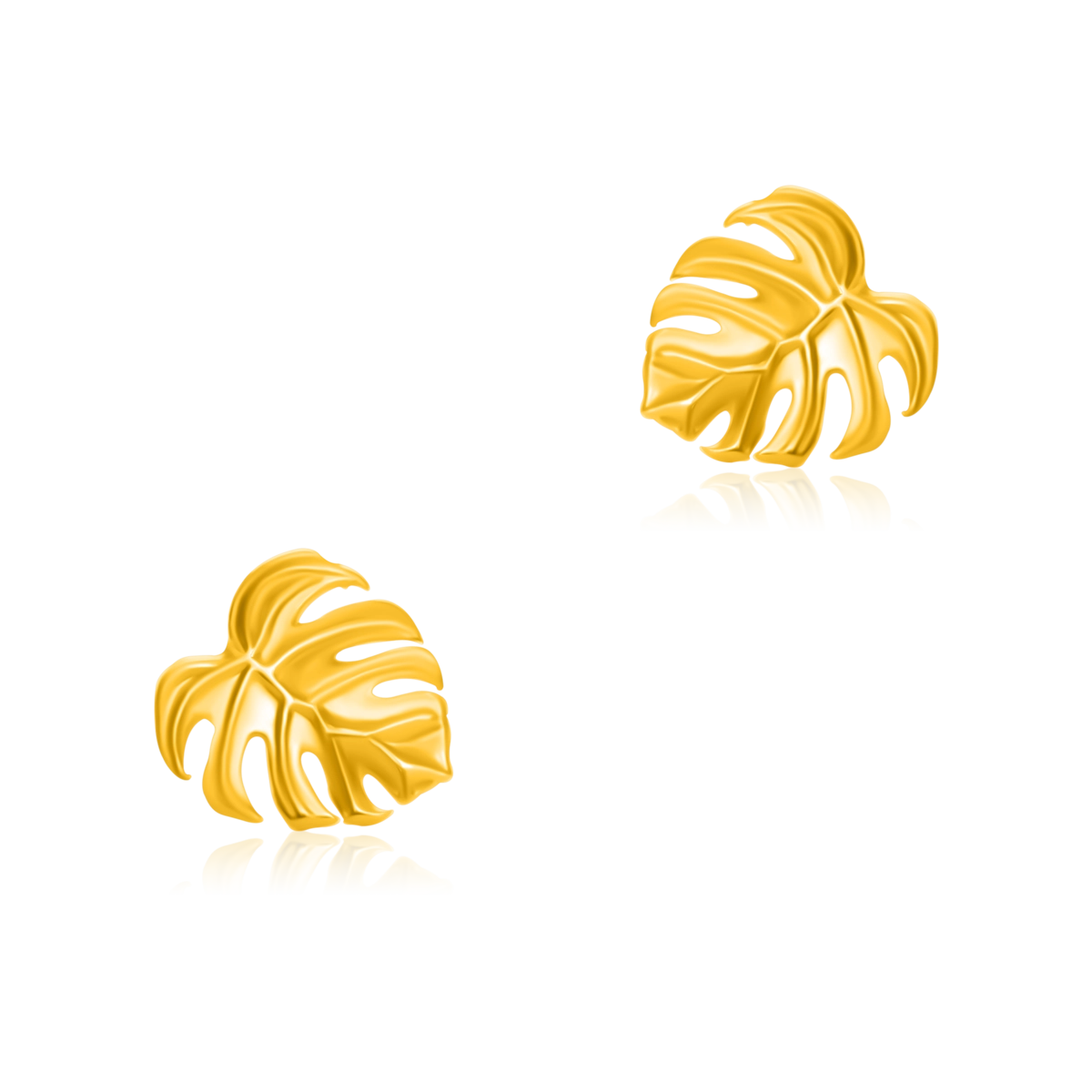 Kolczyki liście MONSTERA złote