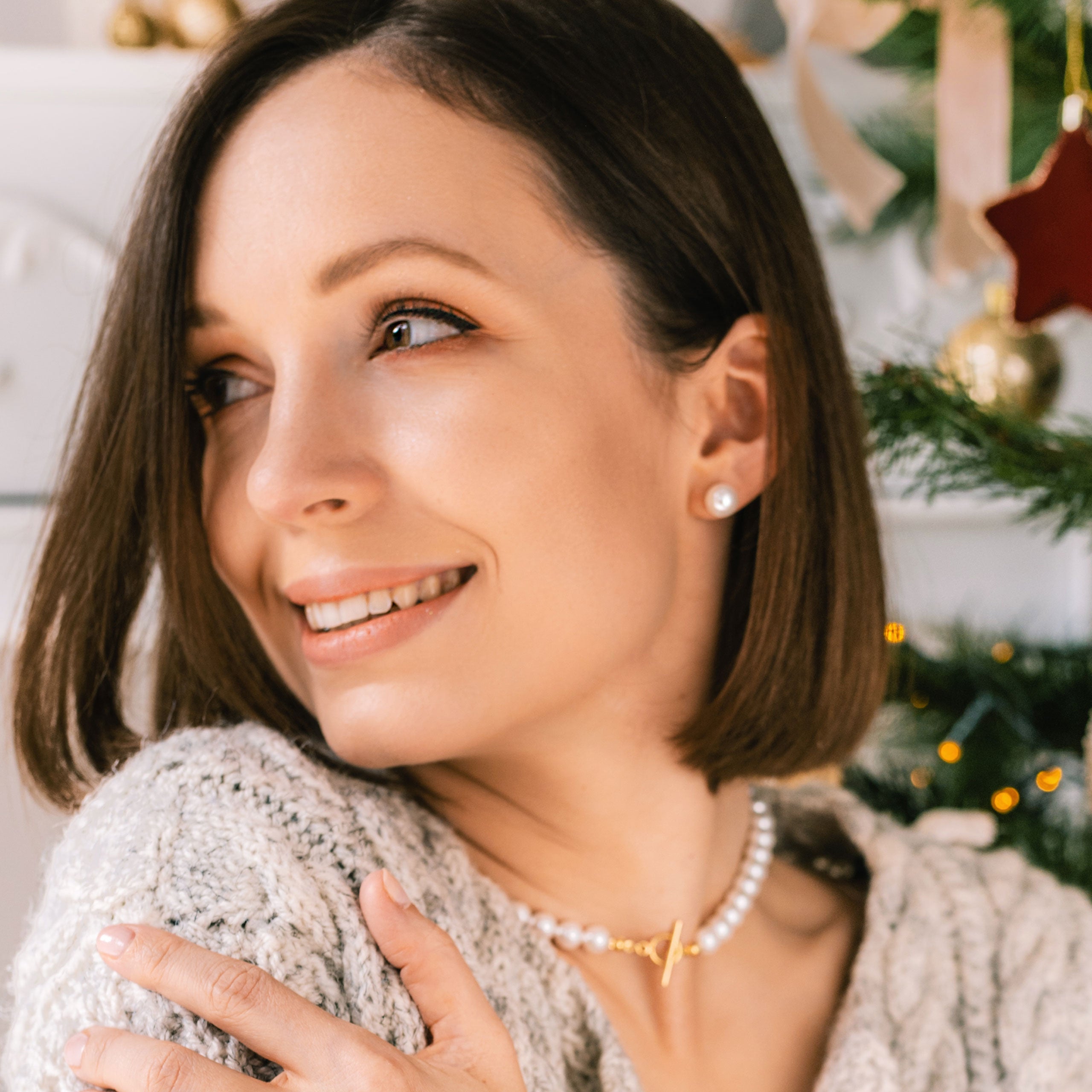 Kolczyki perły BIG PEARLS srebrne pozłacane