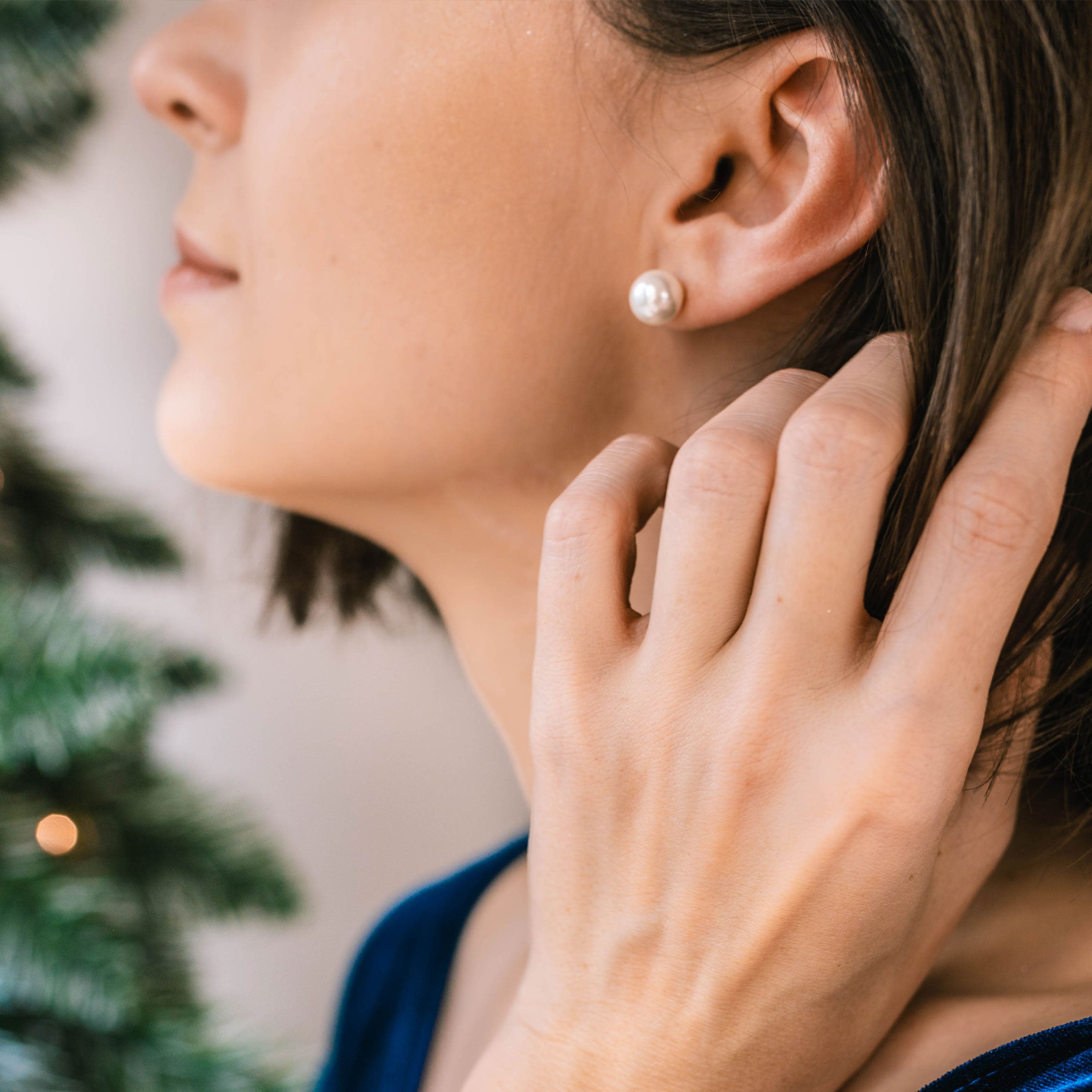 Kolczyki perły BIG PEARLS srebrne pozłacane