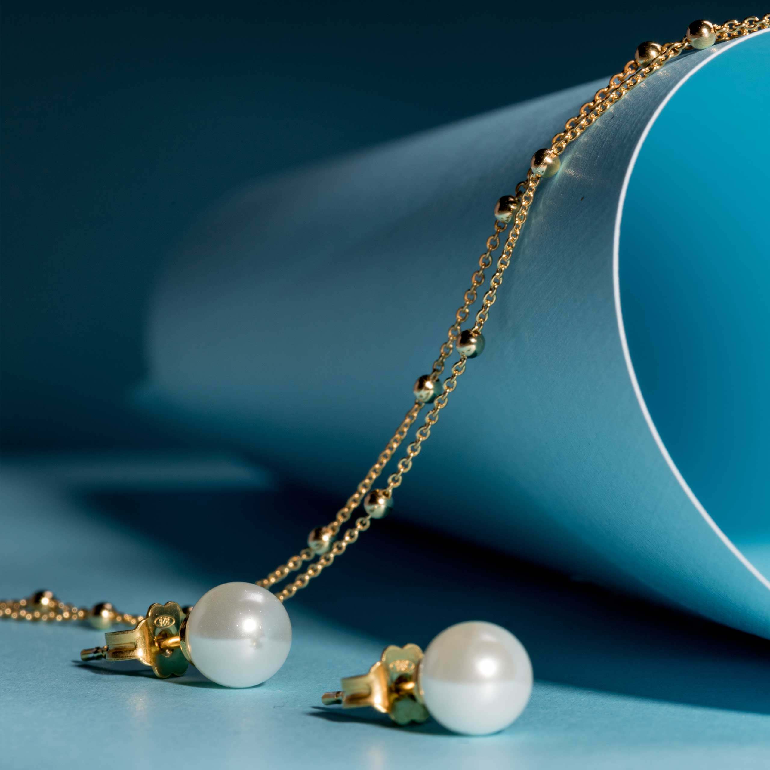 Kolczyki perły PEARLS srebrne pozłacane