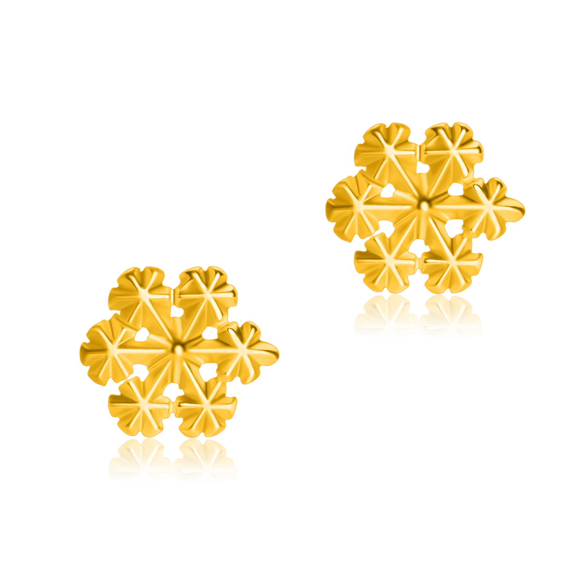 Kolczyki śnieżynki SNOWFLAKE srebrne pozłacane