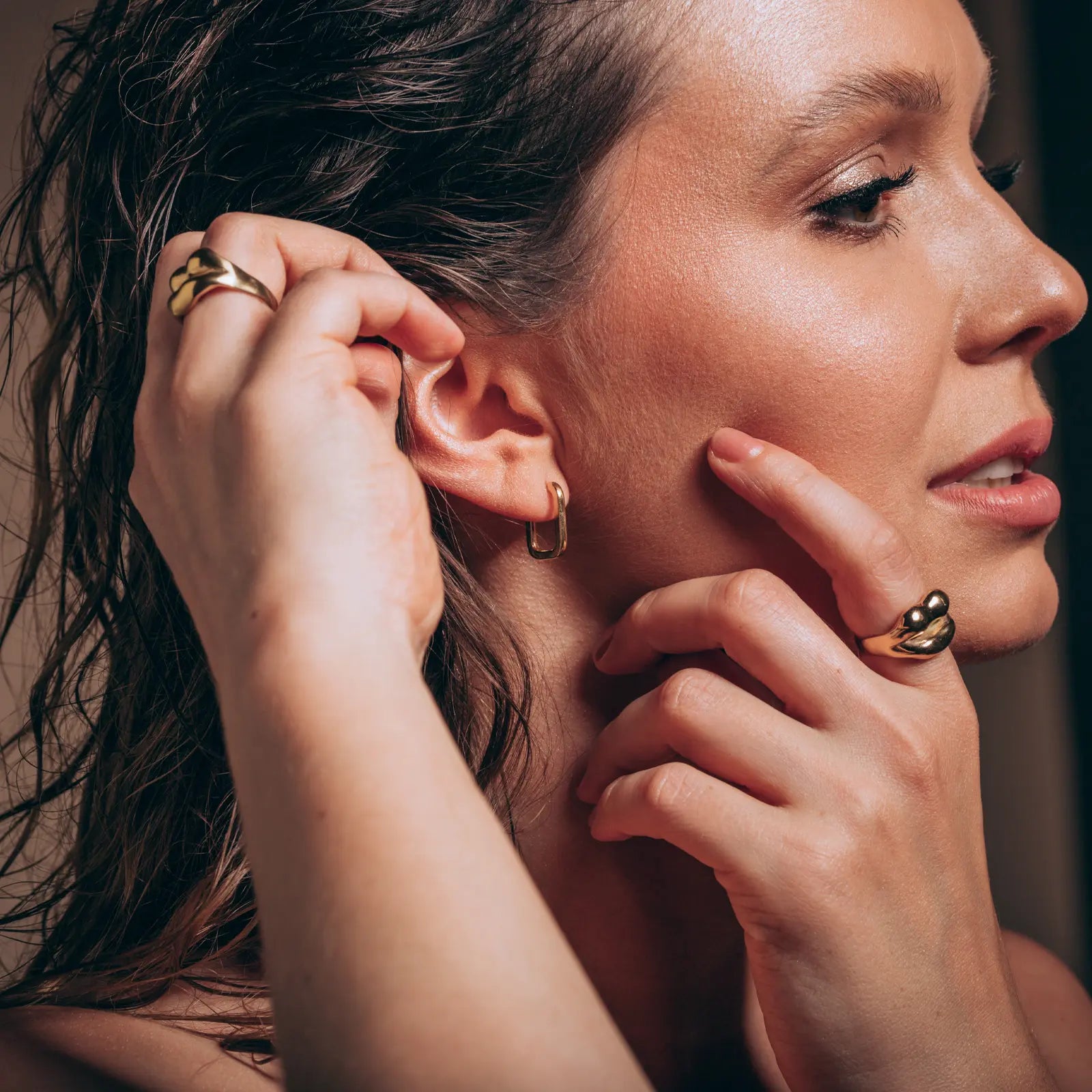 Kolczyki SQUARE srebrne pozłacane