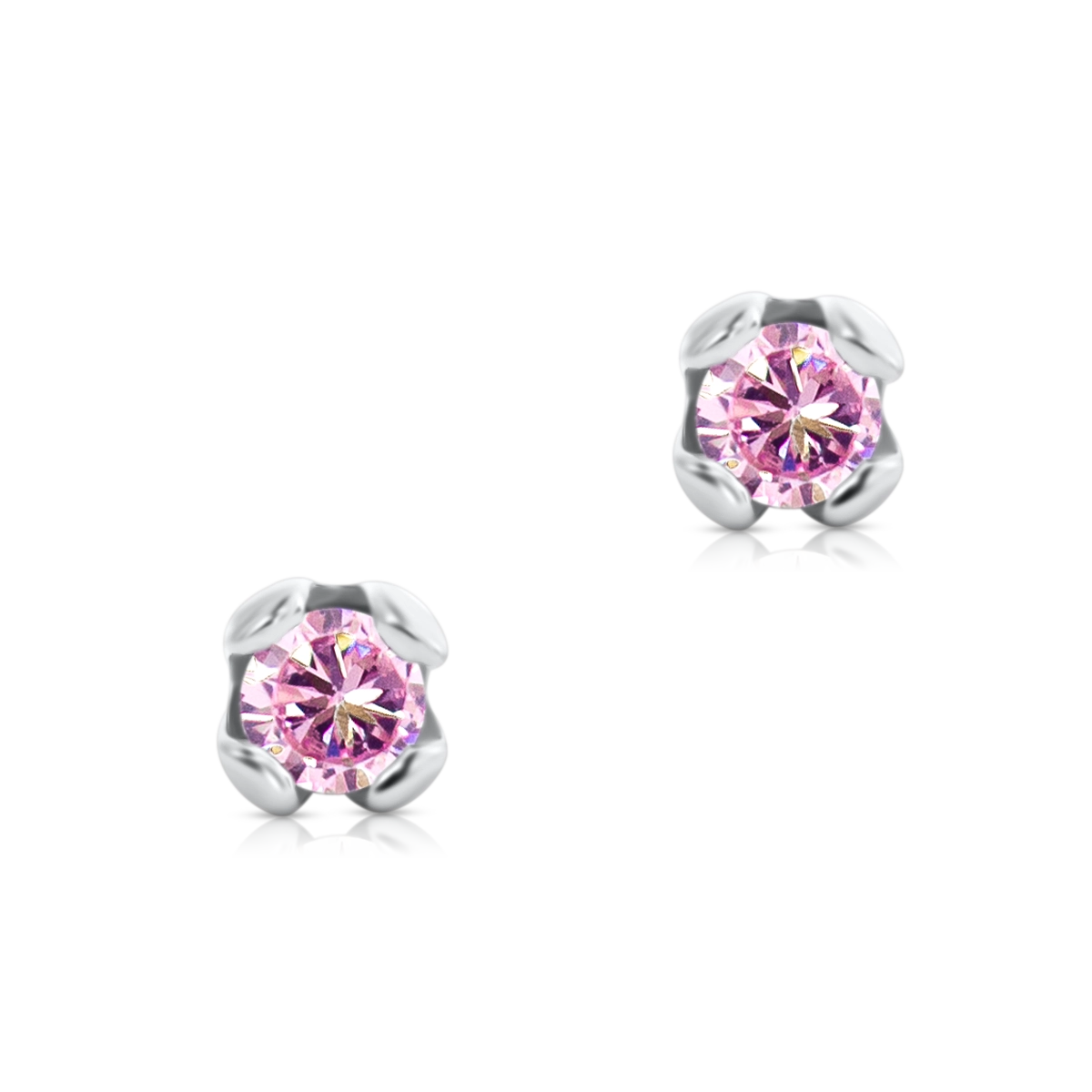 Kolczyki COLORS srebrne - różowy kamień