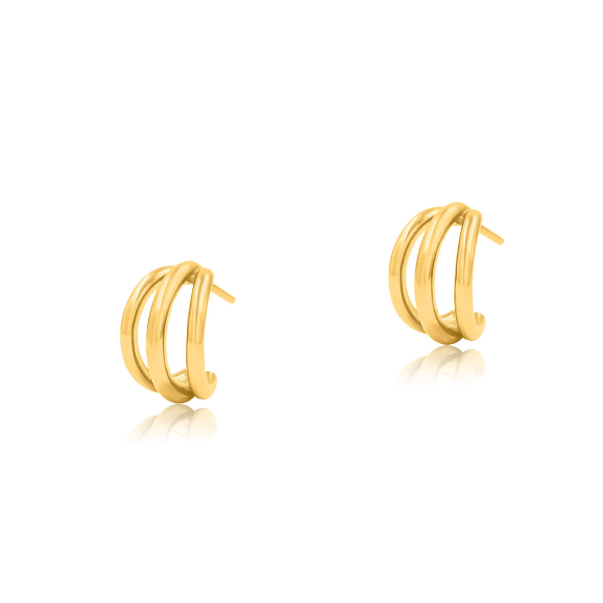 Kolczyki TRIPLE srebrne pozłacane