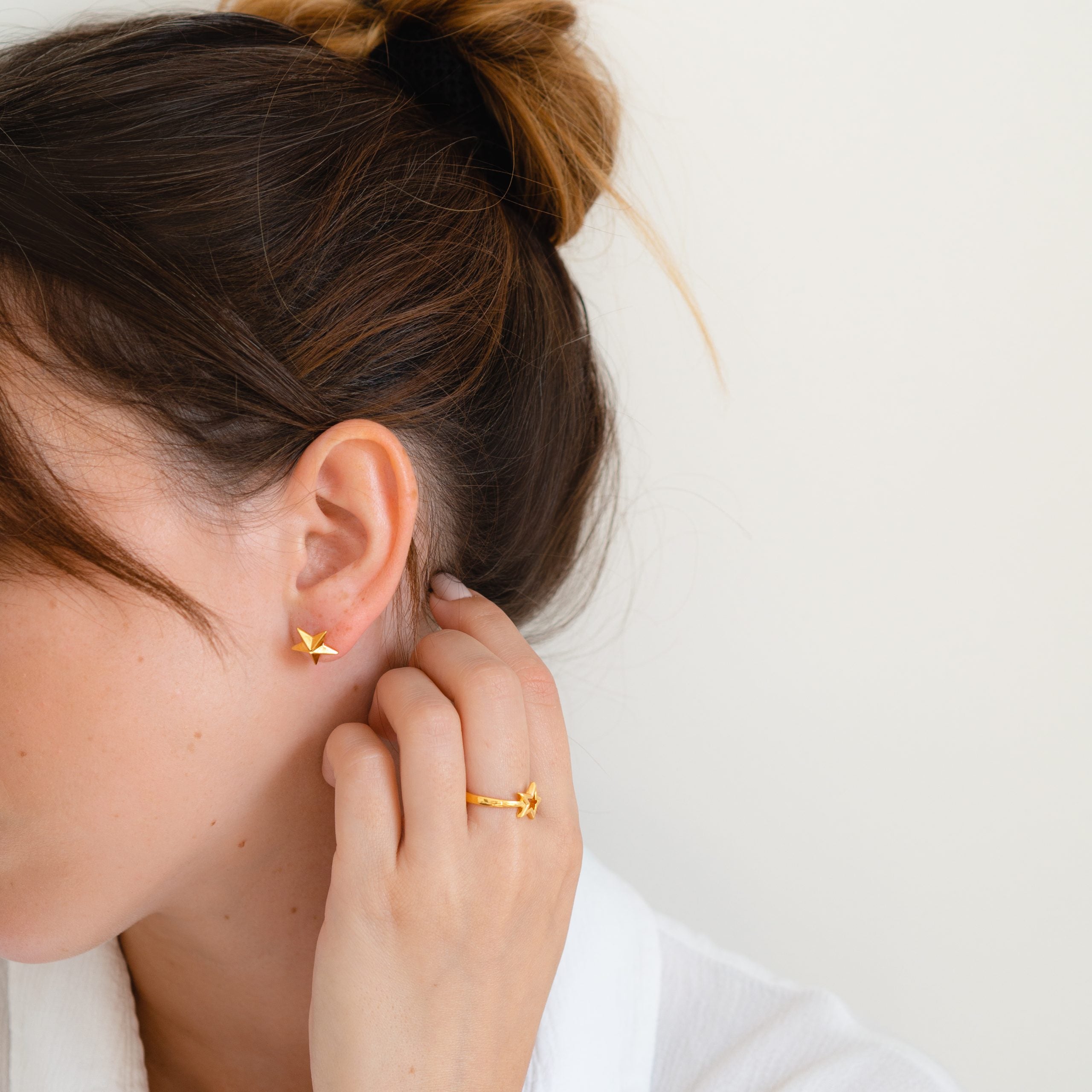 Kolczyki gwiazdki STAR srebrne pozłacane