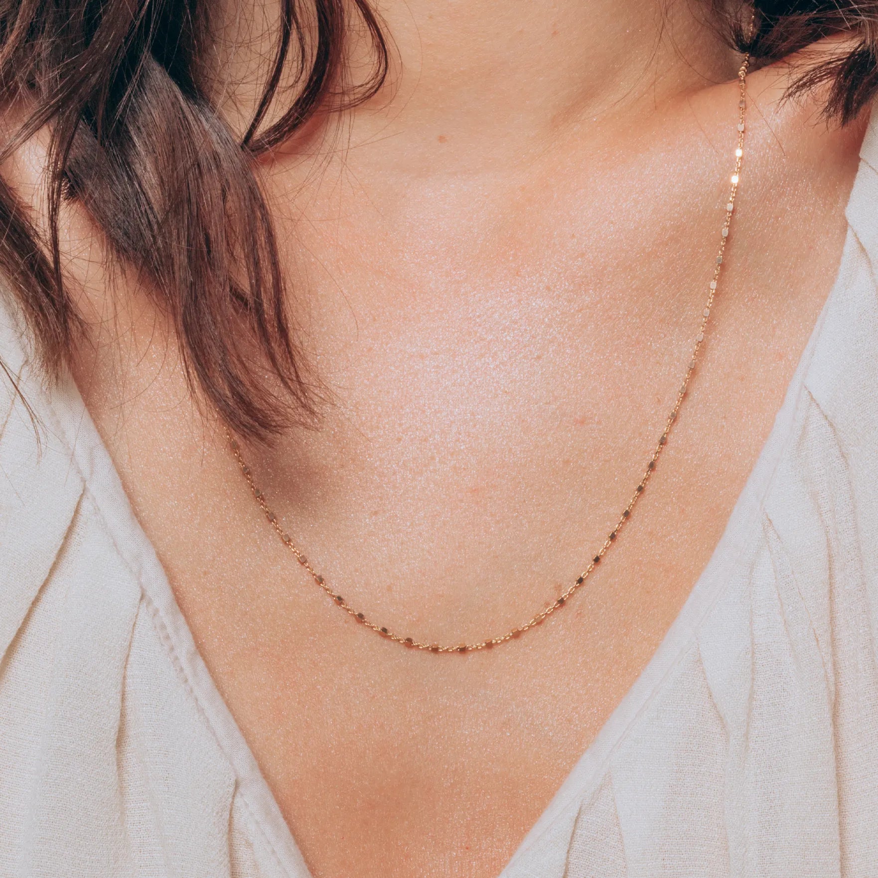 Łańcuszek CAROLINE srebrny pozłacany - 55 cm