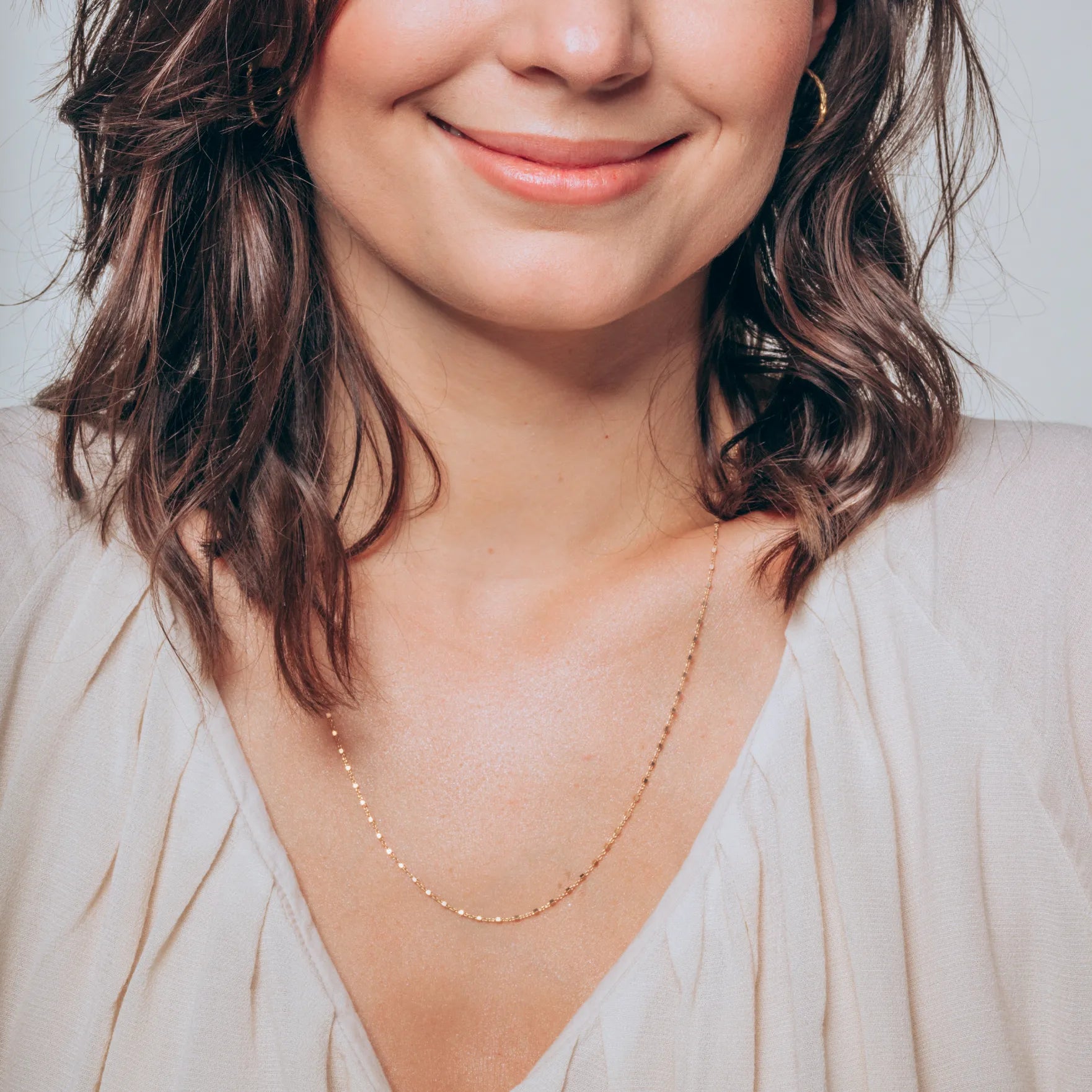 Łańcuszek CAROLINE srebrny pozłacany - 55 cm