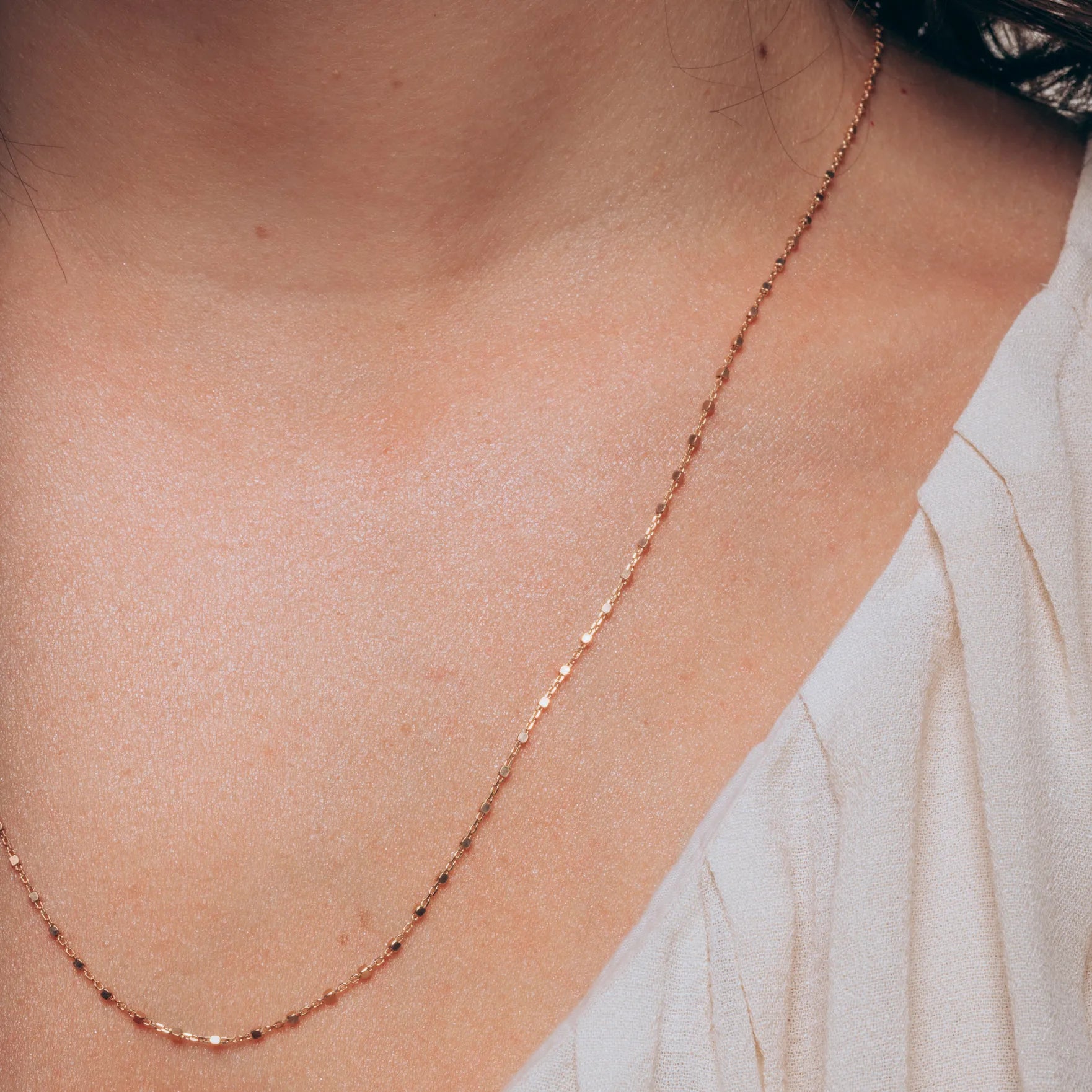 Łańcuszek CAROLINE srebrny pozłacany - 55 cm