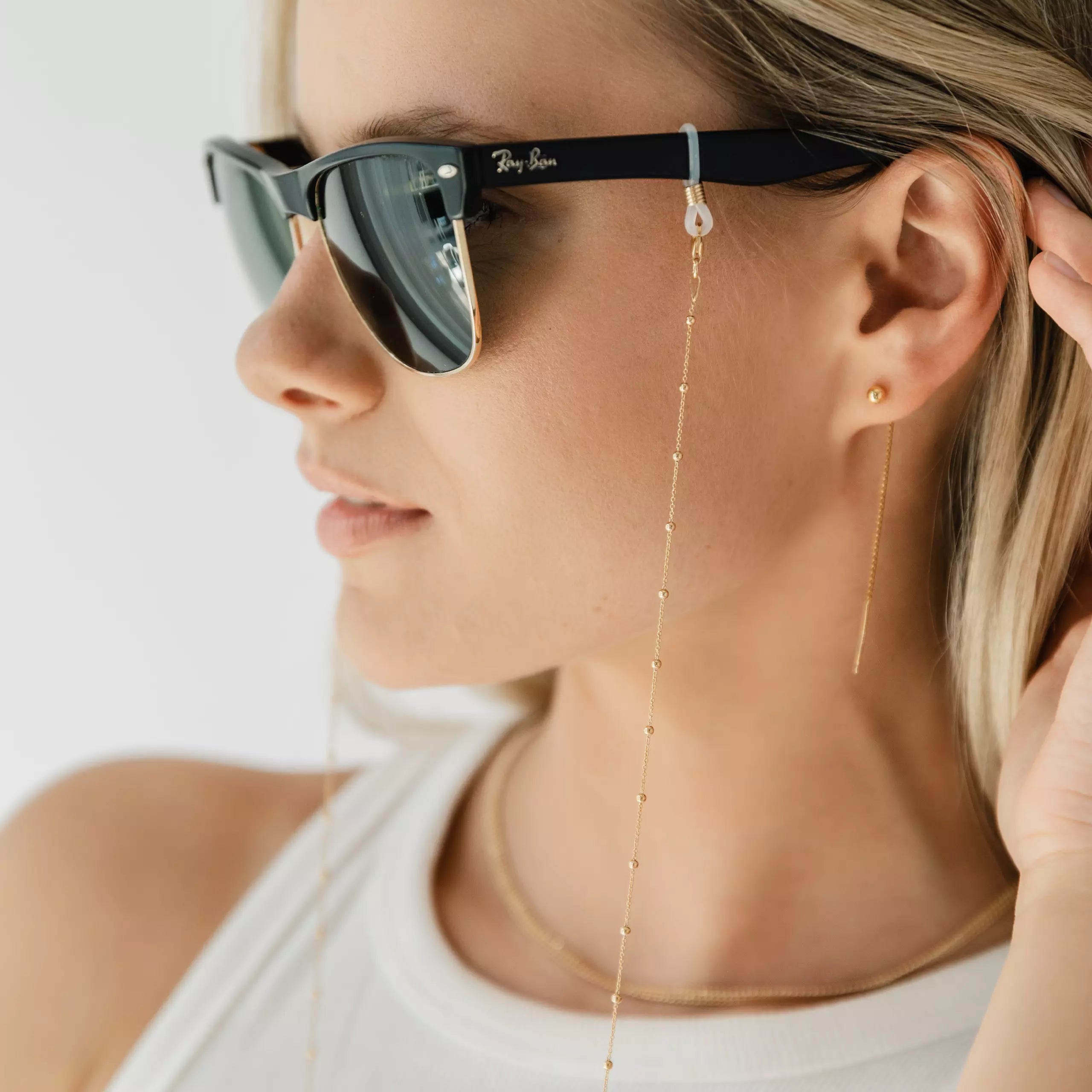 Łańcuszek do okularów CLAIRE srebrny pozłacany