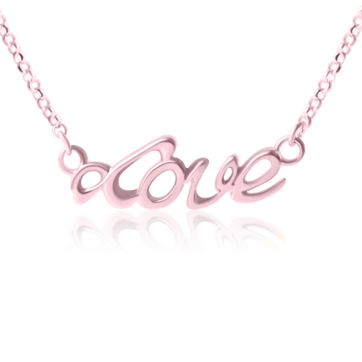 Naszyjnik LOVE srebrny pozłacany na różowo