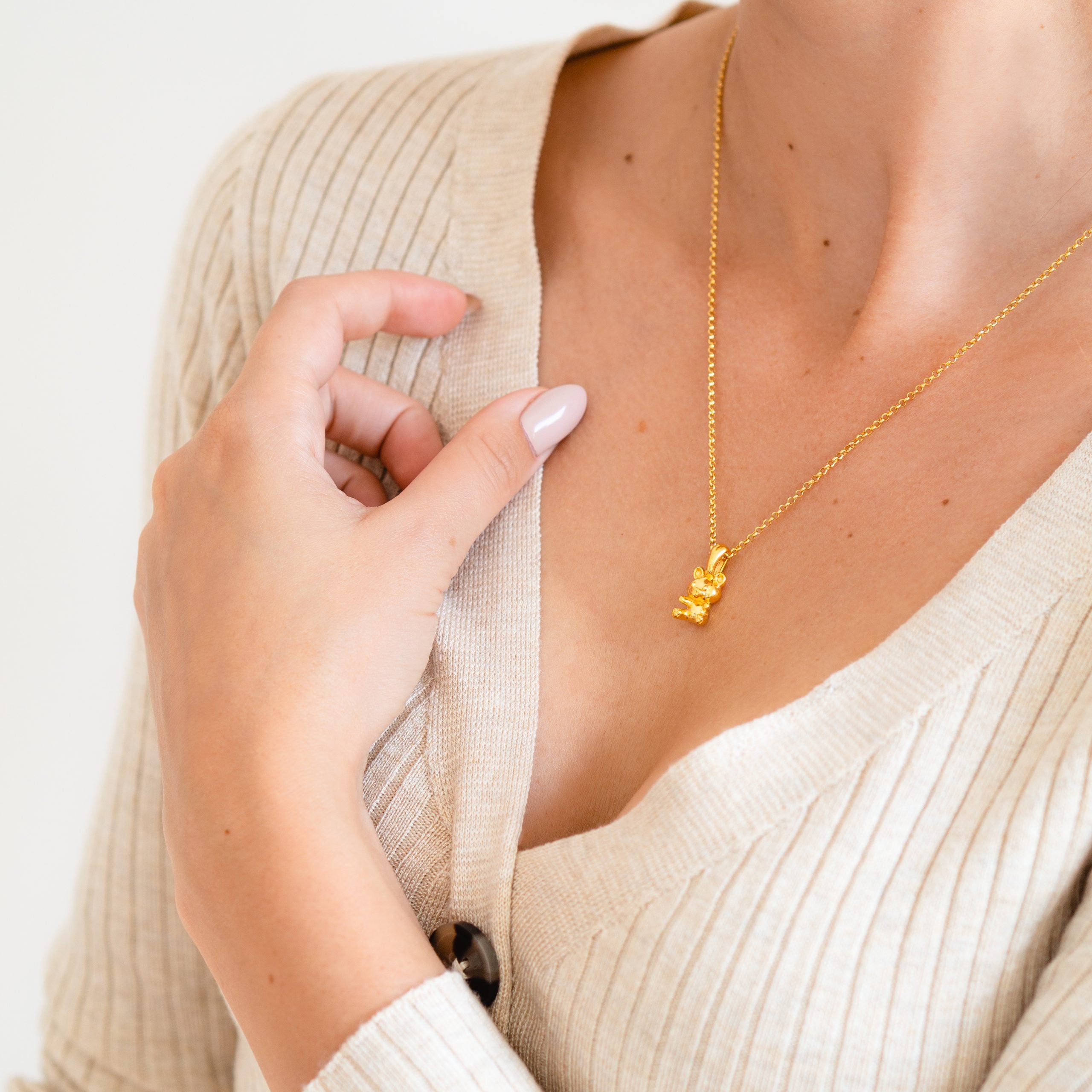 Zawieszka miś TEDDY srebrna pozłacana