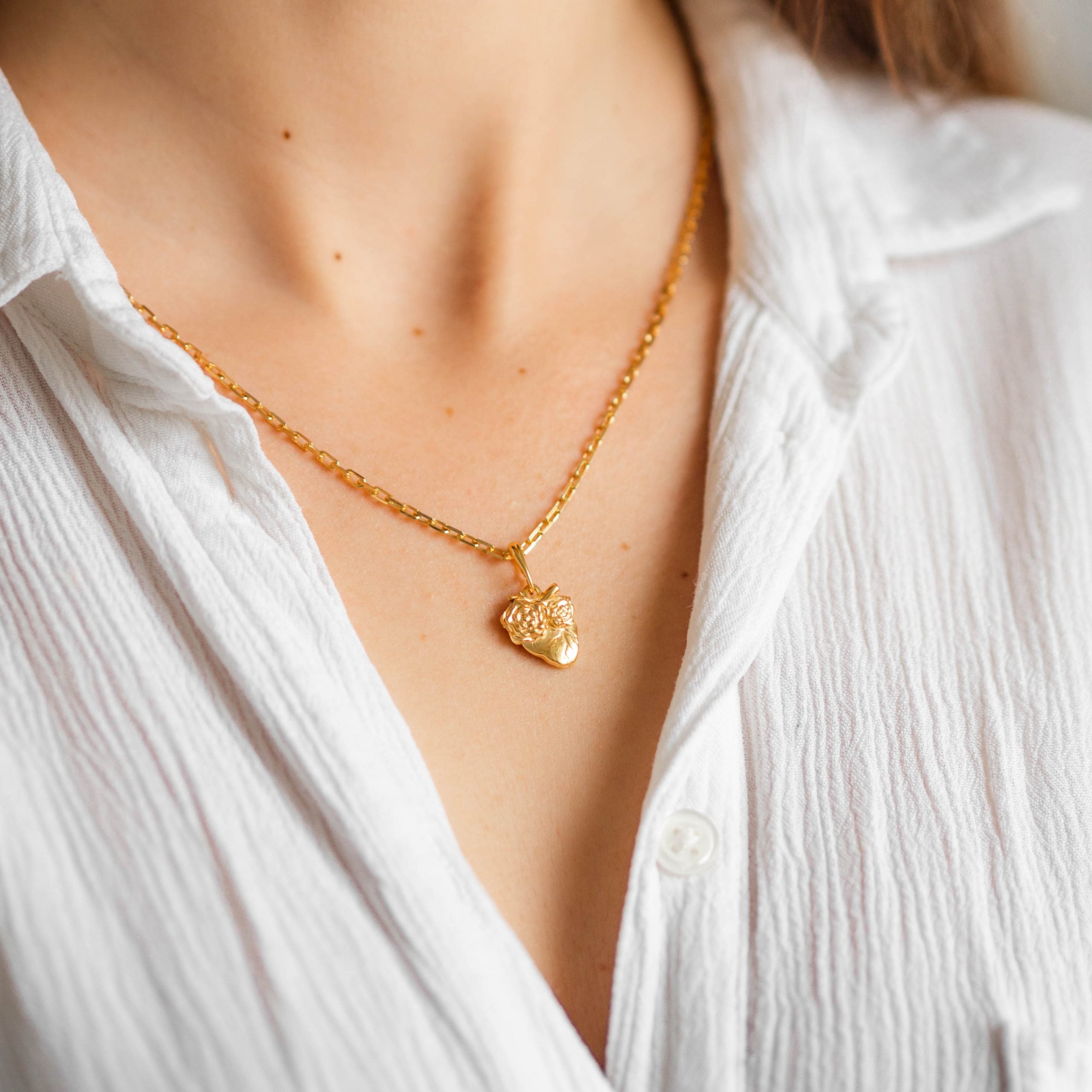 Zawieszka serduszko ANATOMIC HEART srebrna pozłacana