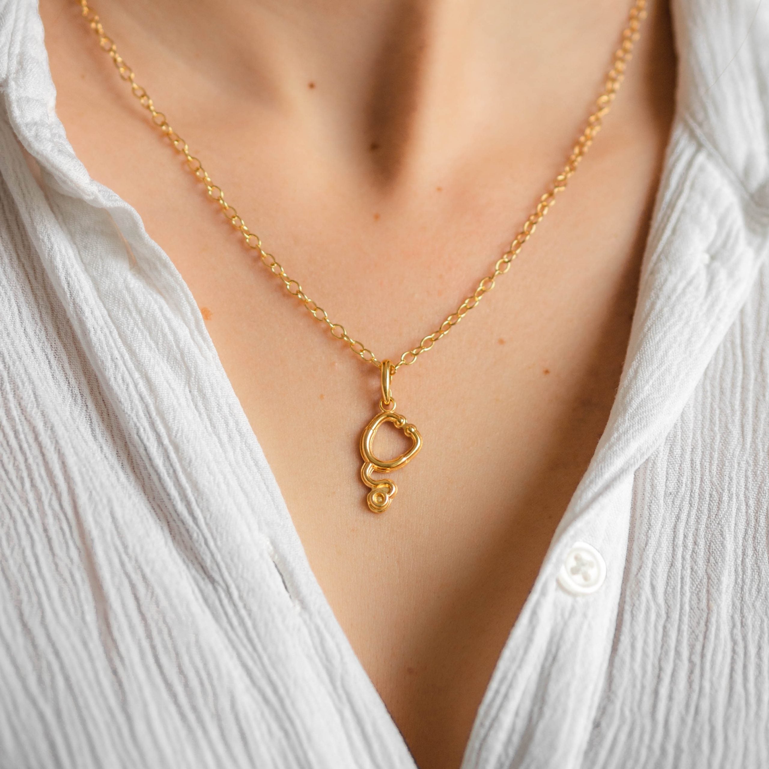 Zawieszka stetoskop srebrna pozłacana