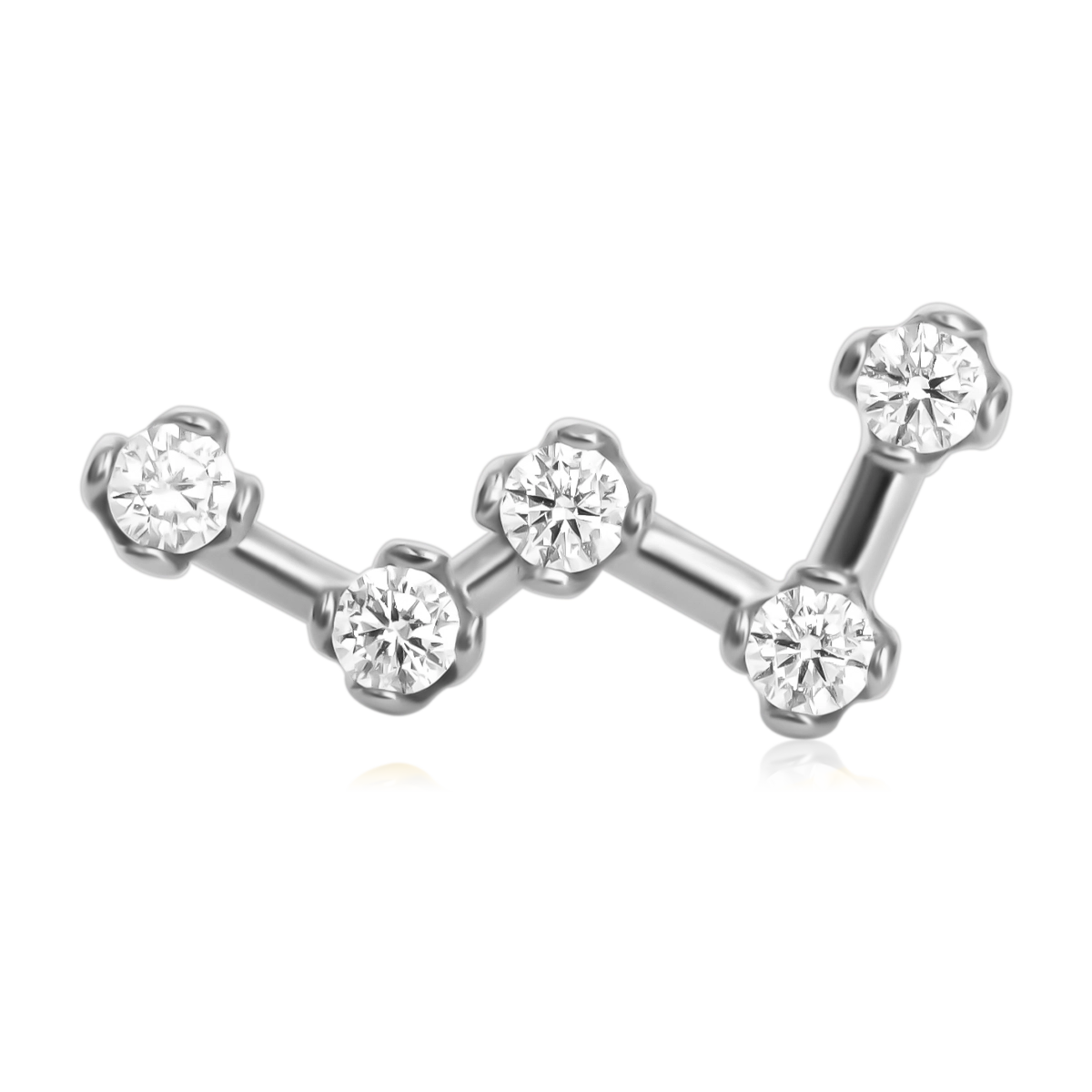 Nausznica CASSIOPEIA srebrna - białe kamienie