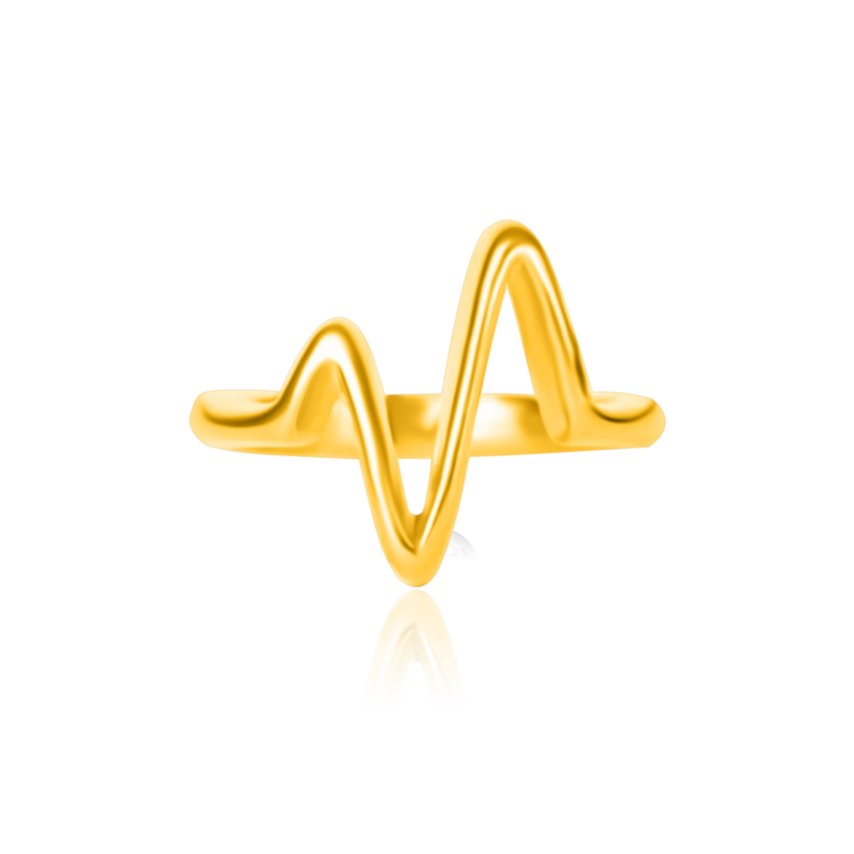 Pierścionek EKG srebrny pozłacany