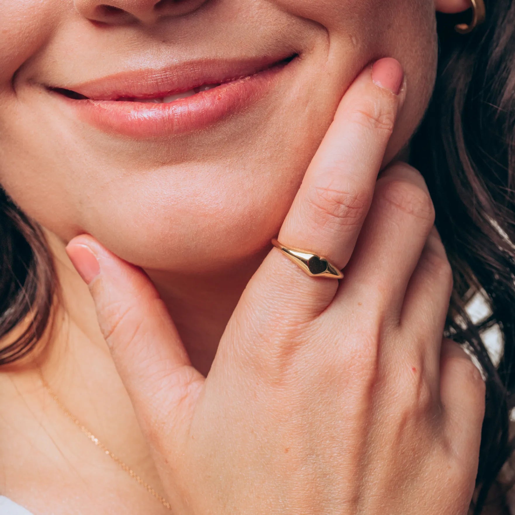 Pierścionek sygnet HEART złoty