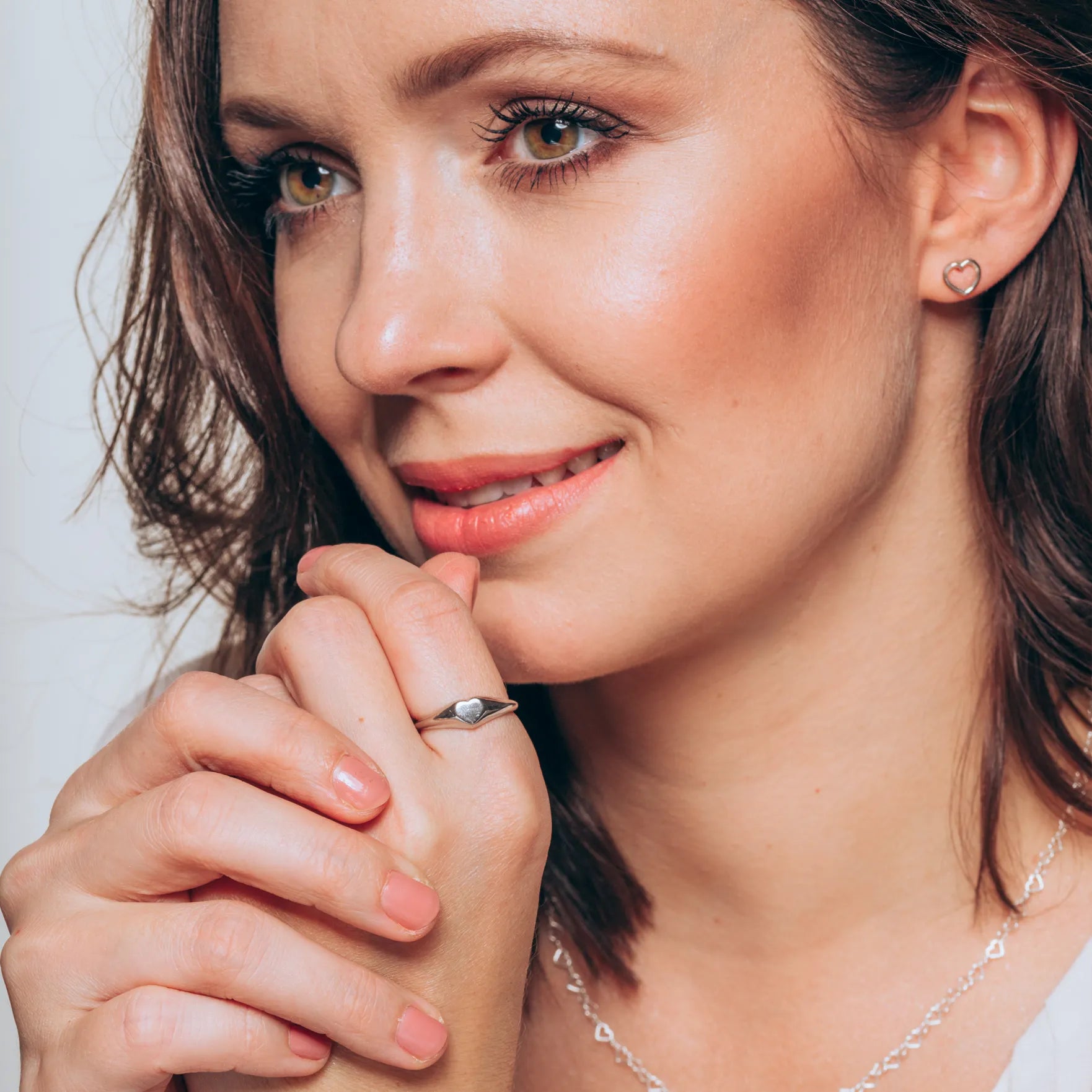 Pierścionek sygnet HEART srebrny