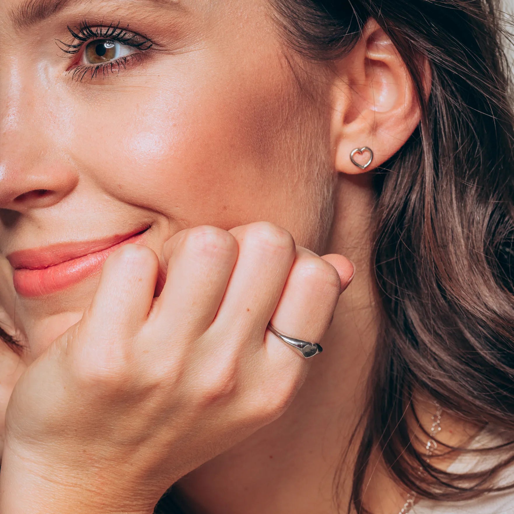 Pierścionek sygnet HEART srebrny