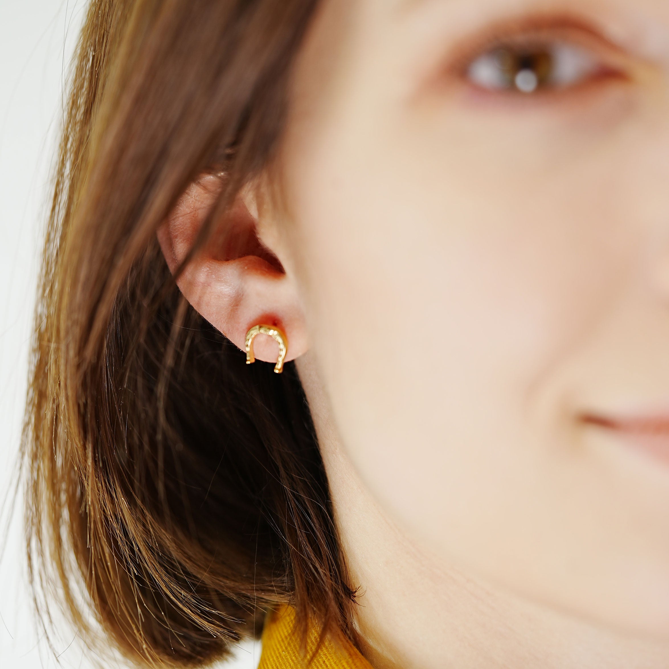 Kolczyki podkowy LUCK srebrne pozłacane